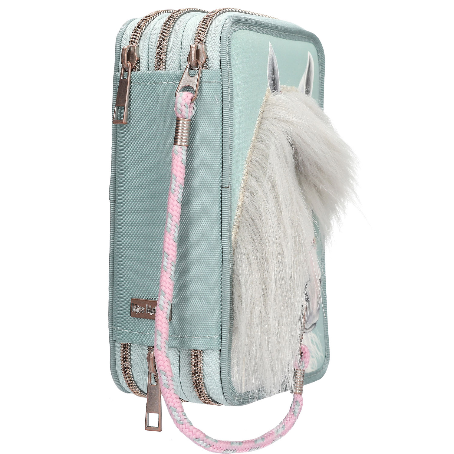Depesche 3-Fach Federtasche Miss Melody Pferdekopf Applikation Salbei-Grün Abbildung 3