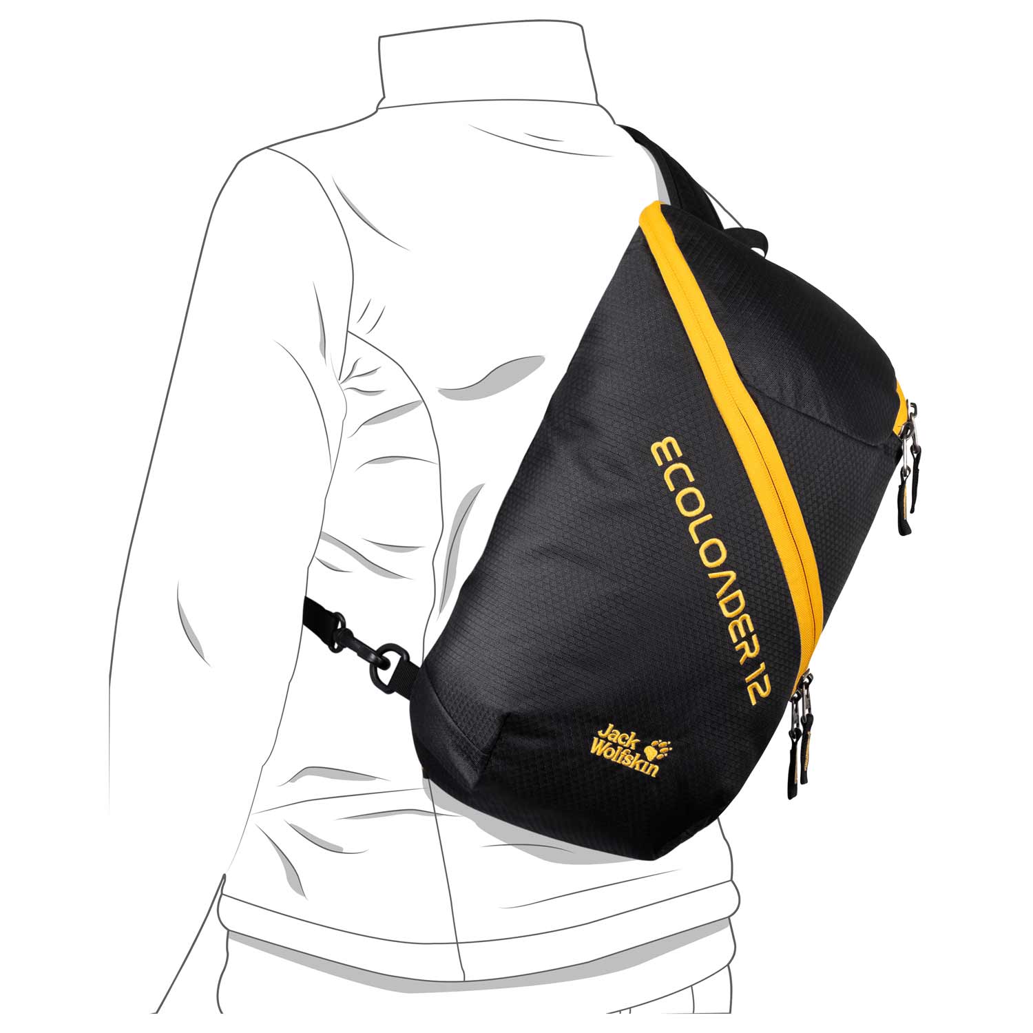 Jack Wolfskin Bodybag Rucksack Ecoloader 12 Bag Black