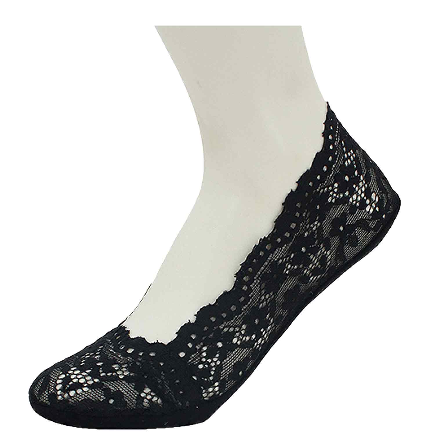 The Skandinavian Brand 5er Pack Ballerina Socken mit Spitze Gr. 36-41 schwarz