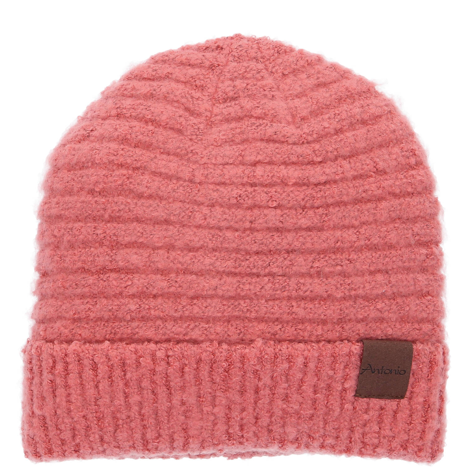 Antonio Damen Strick Mütze Bouclé Beanie  lachs
