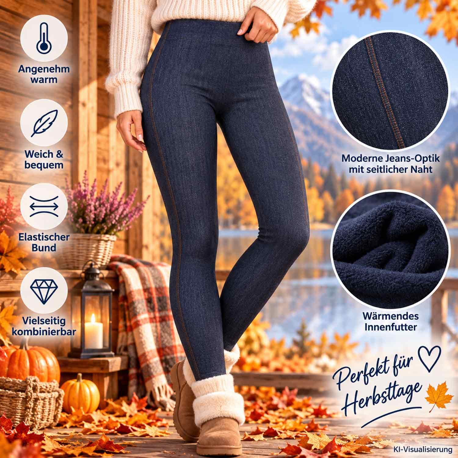 Antonio Teddy Damen Jeggings L/XL - weiß Abbildung 3