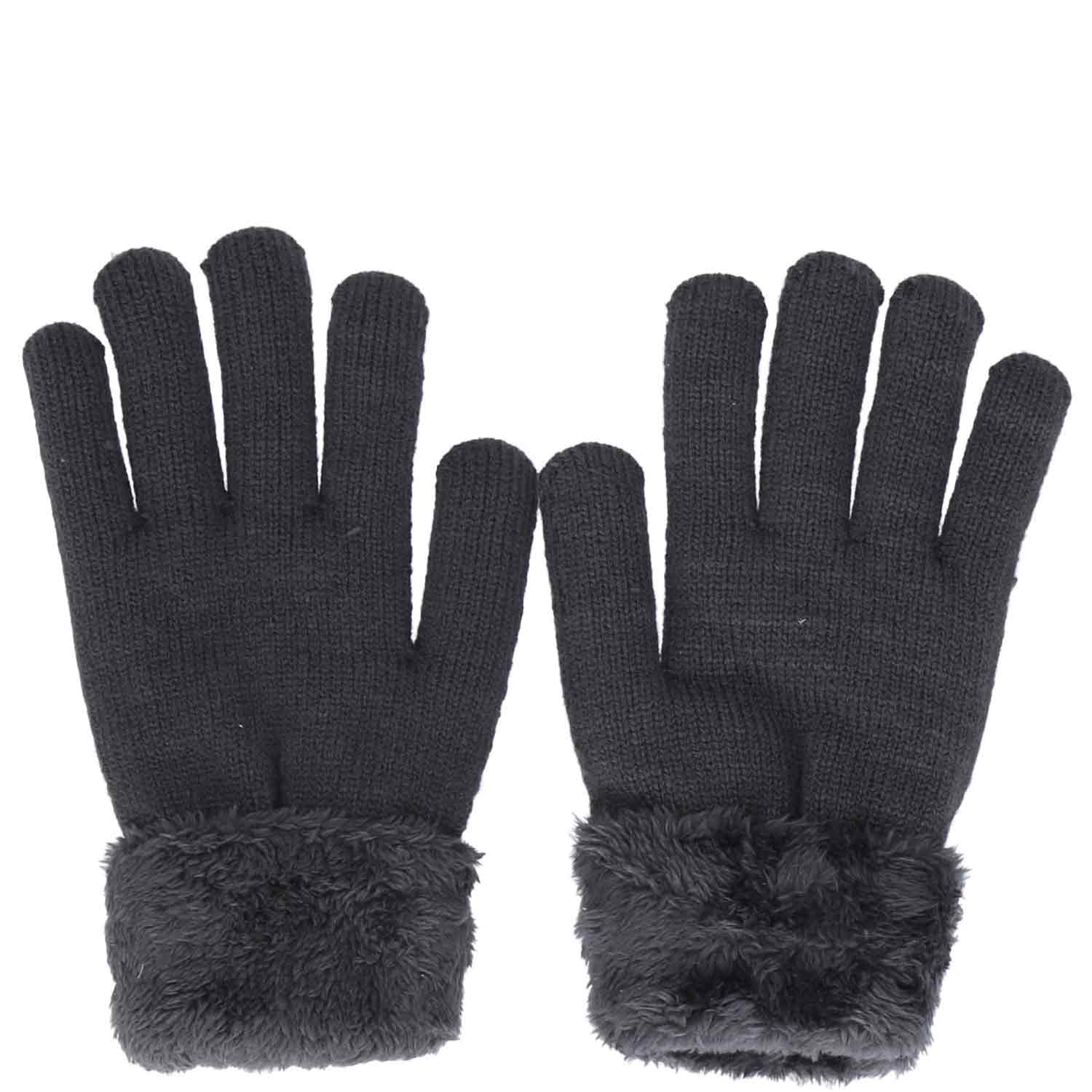 Antonio Damen Winter Fingerhandschuhe Teddy Futter  dark grey