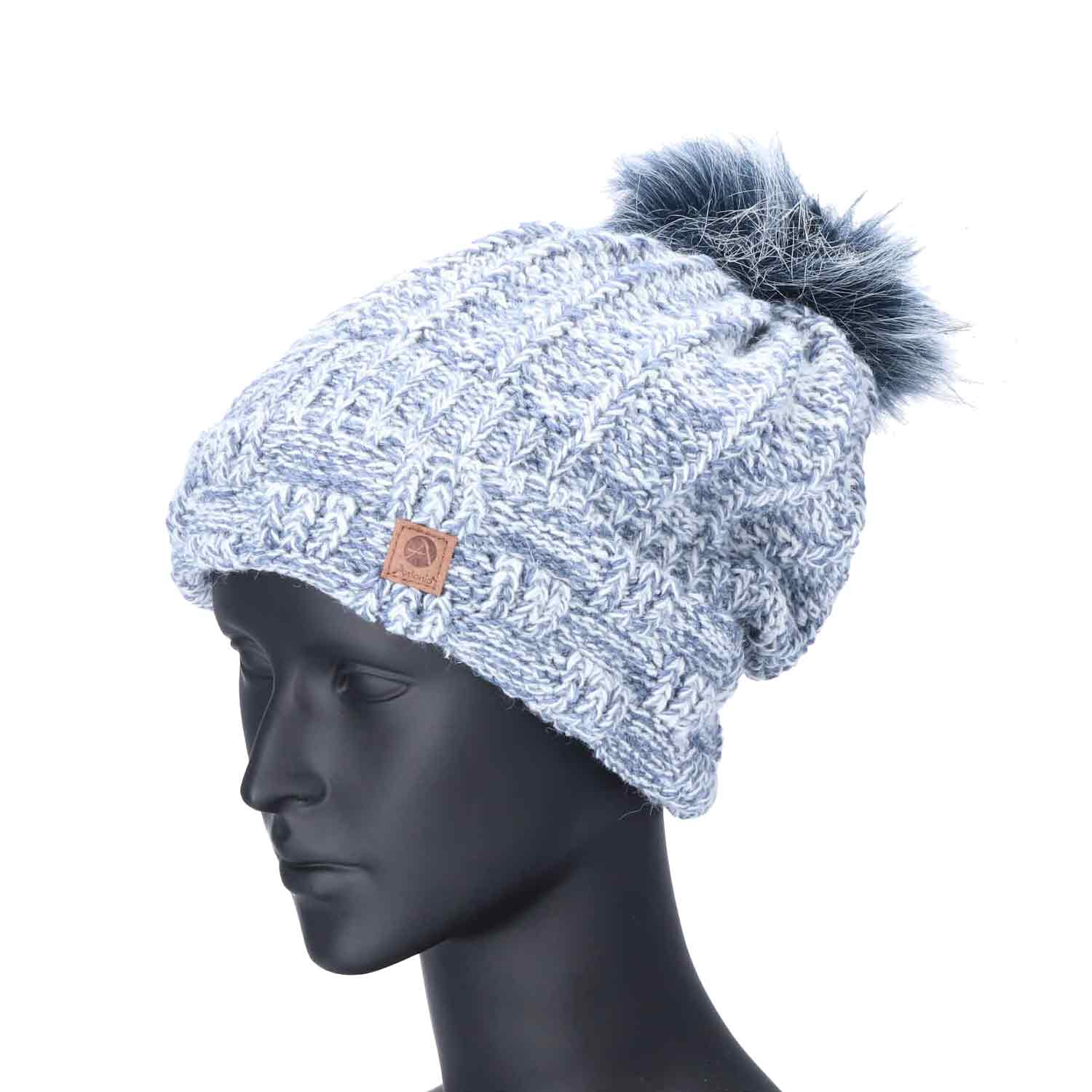 Antonio Damen Strick Mütze Beanie  white/ navy Abbildung 2