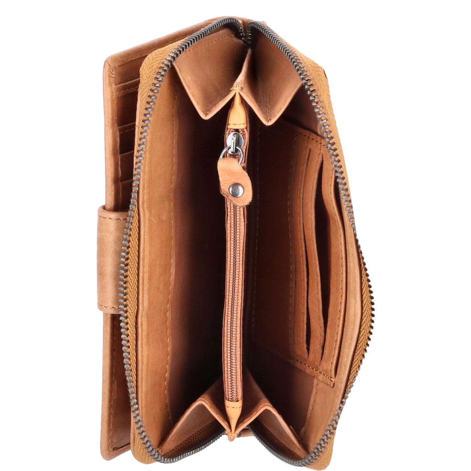The Skandinavian Brand Damen Reißverschluss Börse Leder - Cognac Abbildung 5