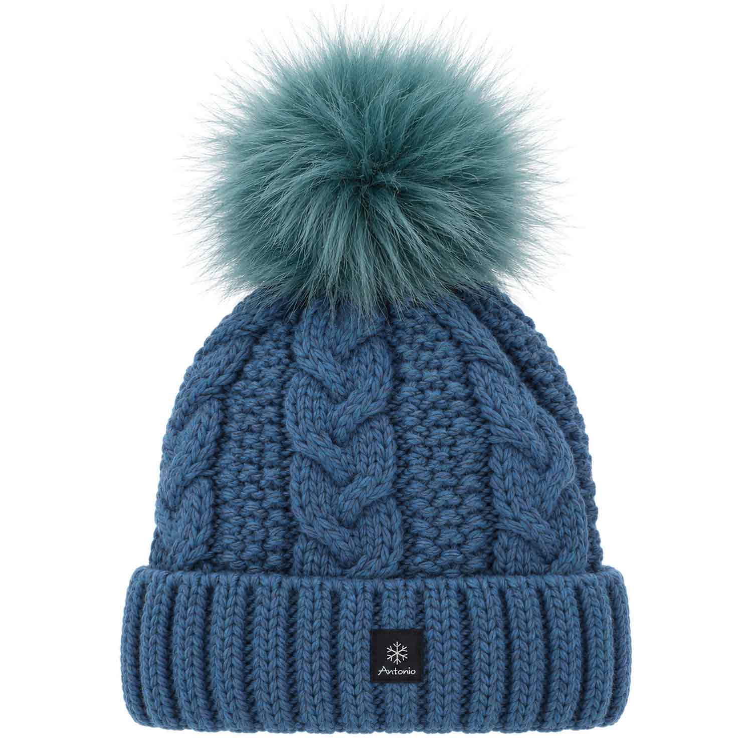 Antonio Damen Strick Mütze Beanie - petrol Abbildung 1