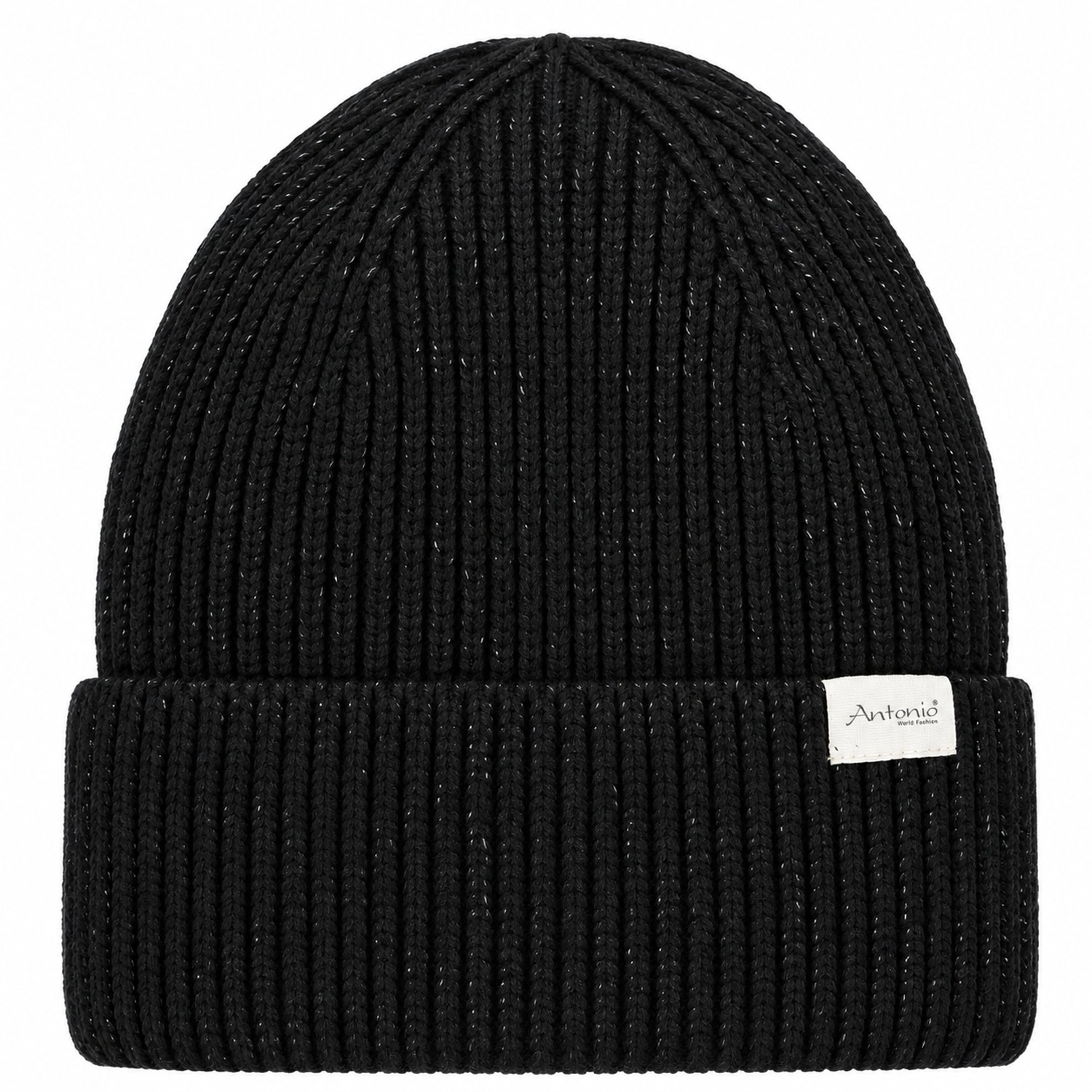 Antonio Strickmütze Beanie mit Lurex und Umschlag - Black Abbildung 1