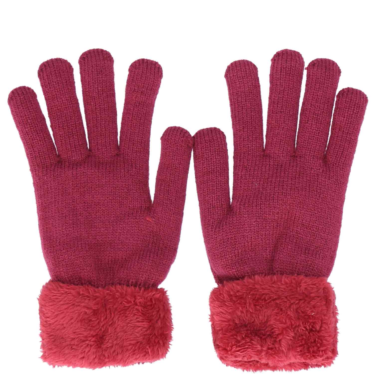 Antonio Damen Winter Fingerhandschuhe Teddy Futter  berry