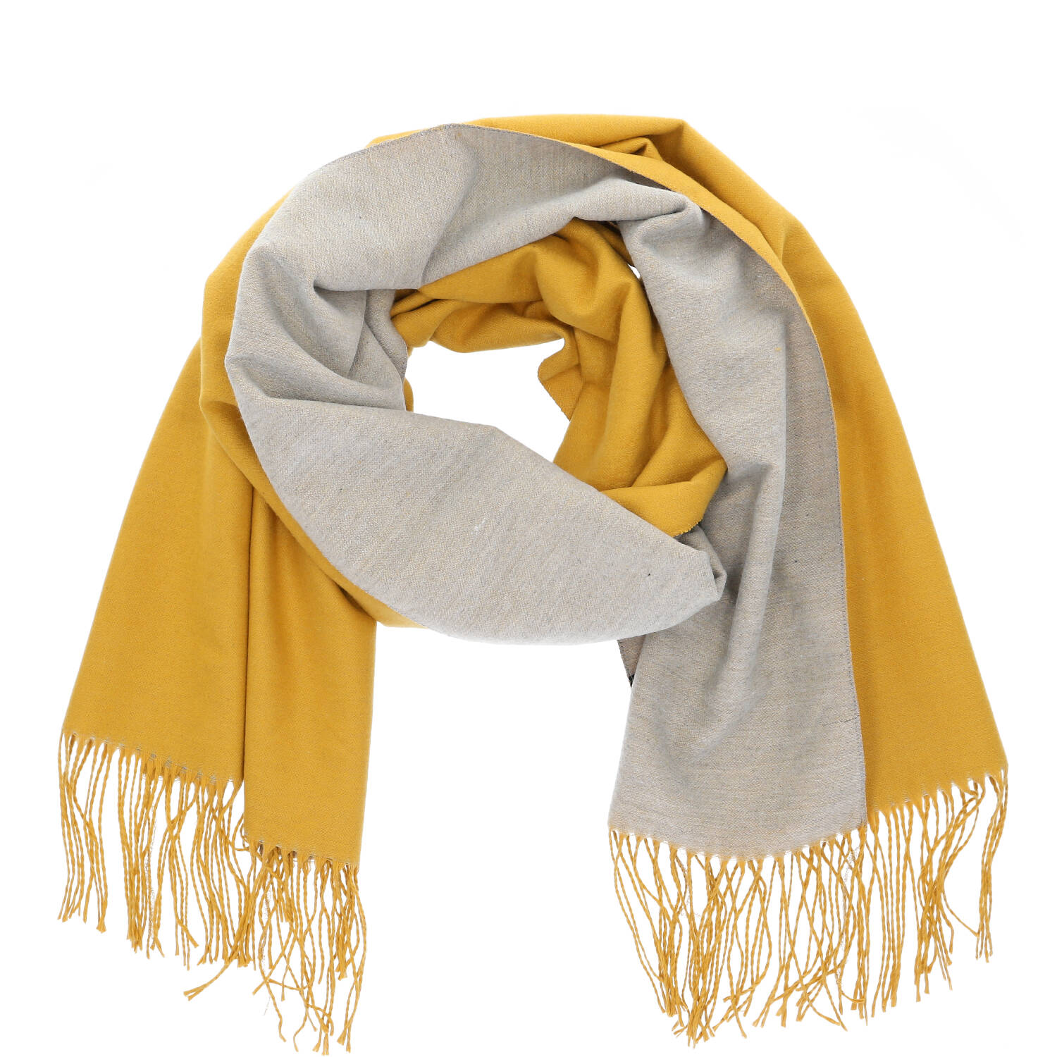 Antonio Damen Schal soft Cashmera double face  gelb/grau