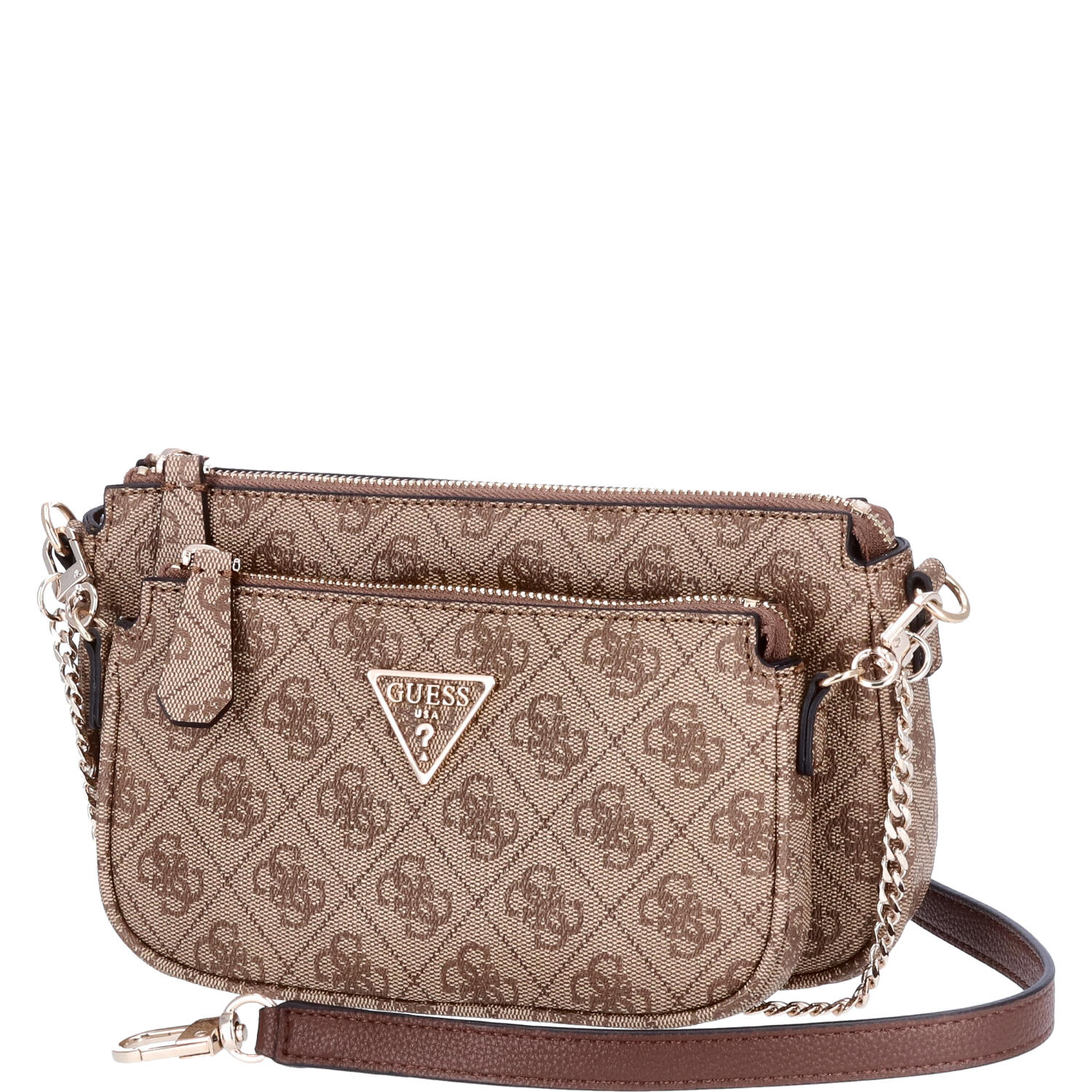 GUESS Damen Schultertasche Noelle Latte Logo-Brown