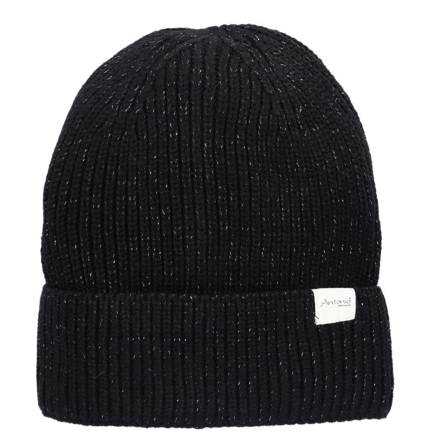 Antonio Strickmütze Beanie mit Lurex und Umschlag W23/24 Black