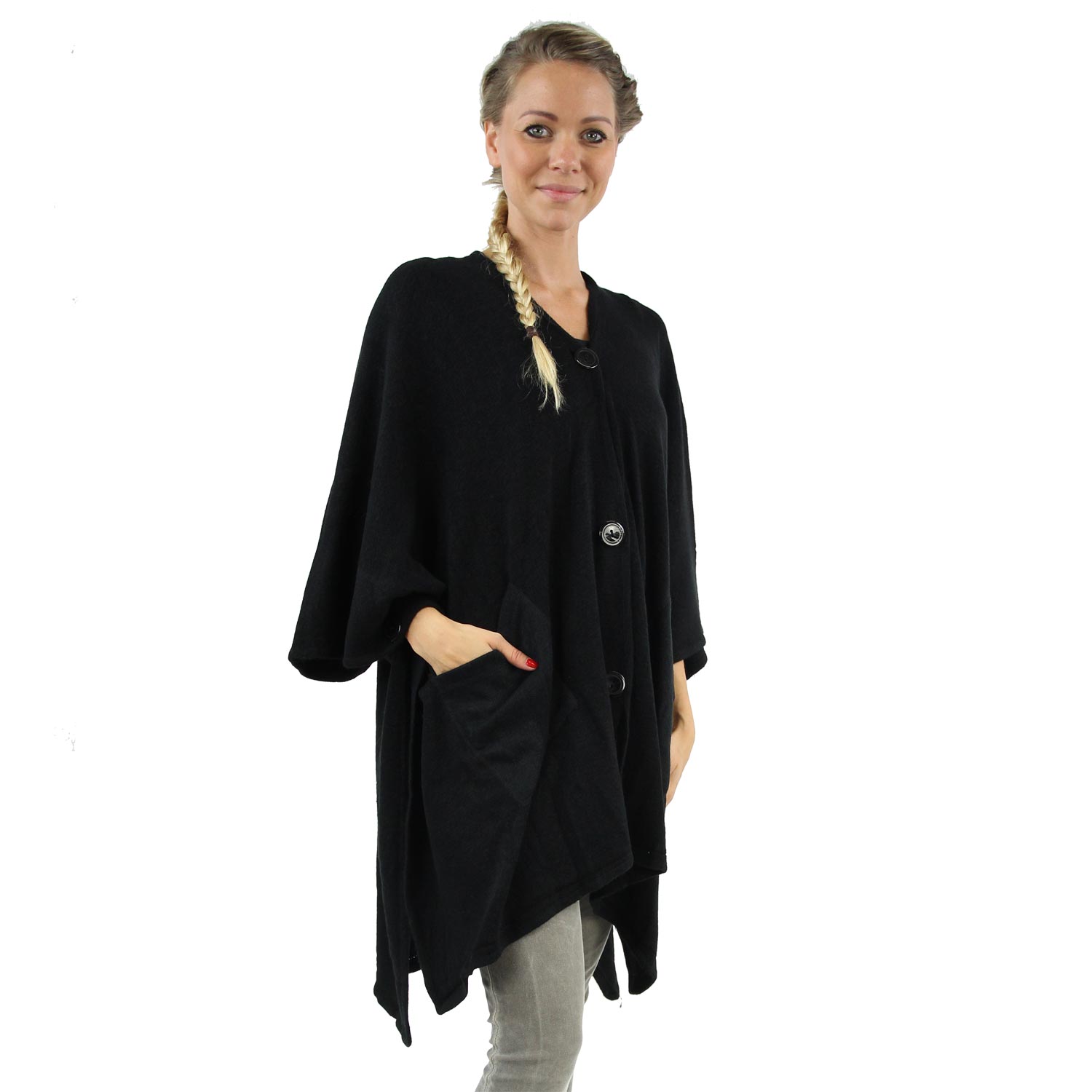 Antonio Poncho mit Taschen  schwarz