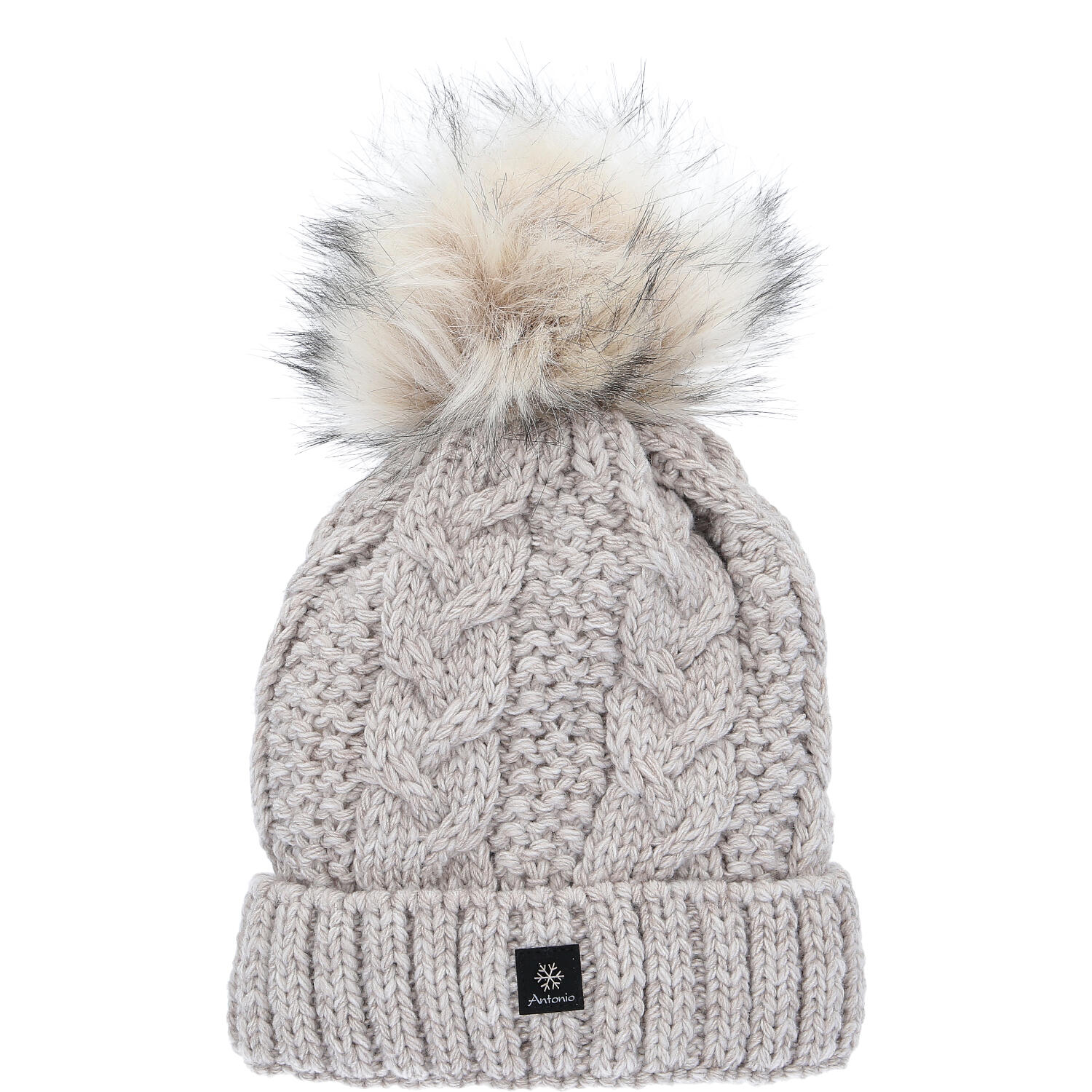 Antonio Damen Strick Mütze Beanie  beige