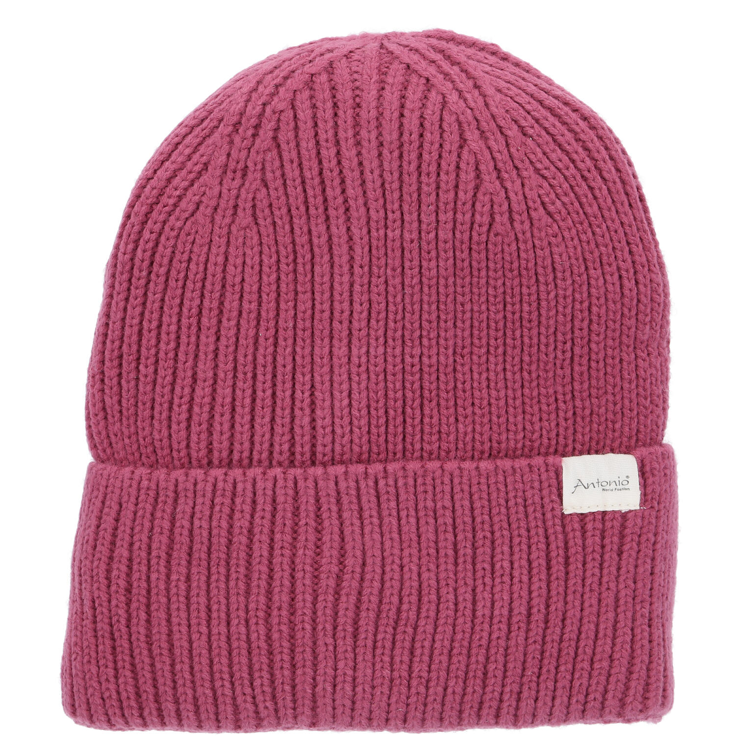 Antonio Winter Strickmütze Beanie mit Umschlag W23/24 berry
