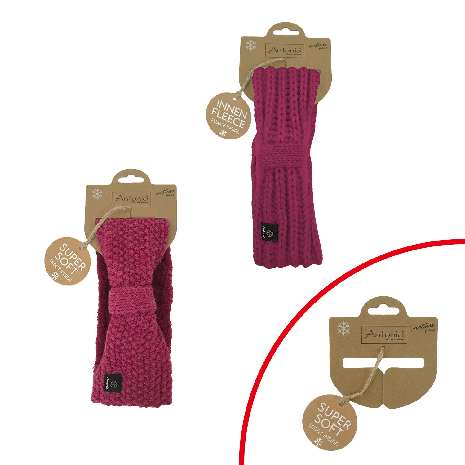 Antonio Winter Damen Stirnband Mix Sangria   Abbildung 1