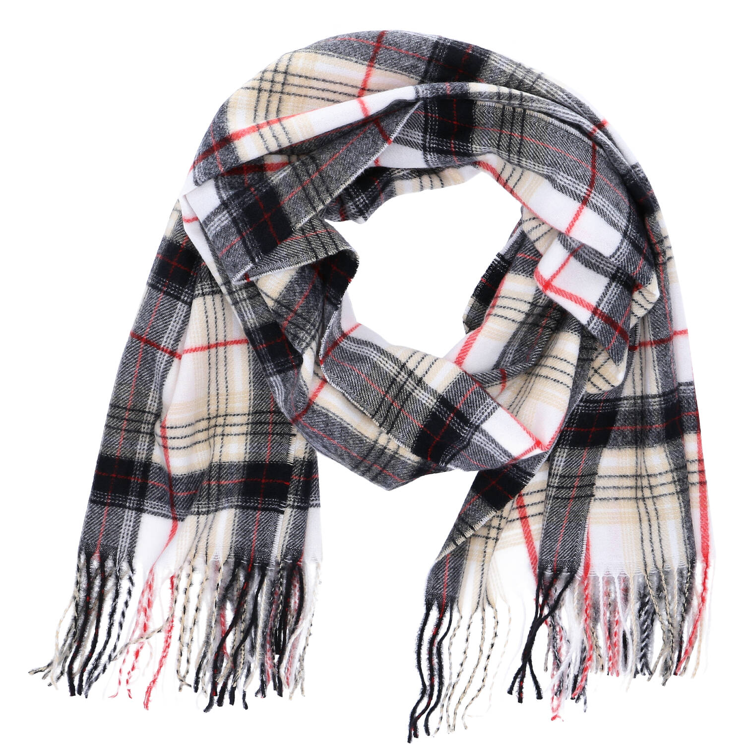 Antonio Winter Lady Scarf Sky Cashmera Big Checkered  weiß