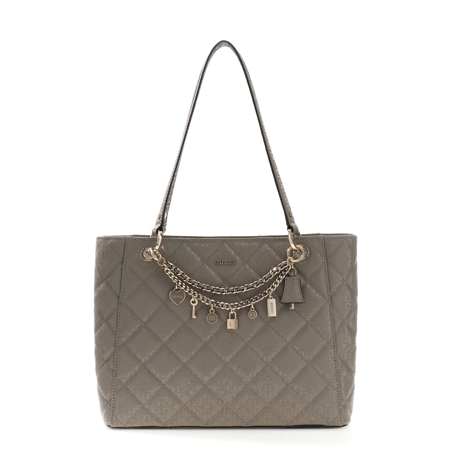 GUESS Umhängetasche Libby Noel Tote Dark Taupe Abbildung 6