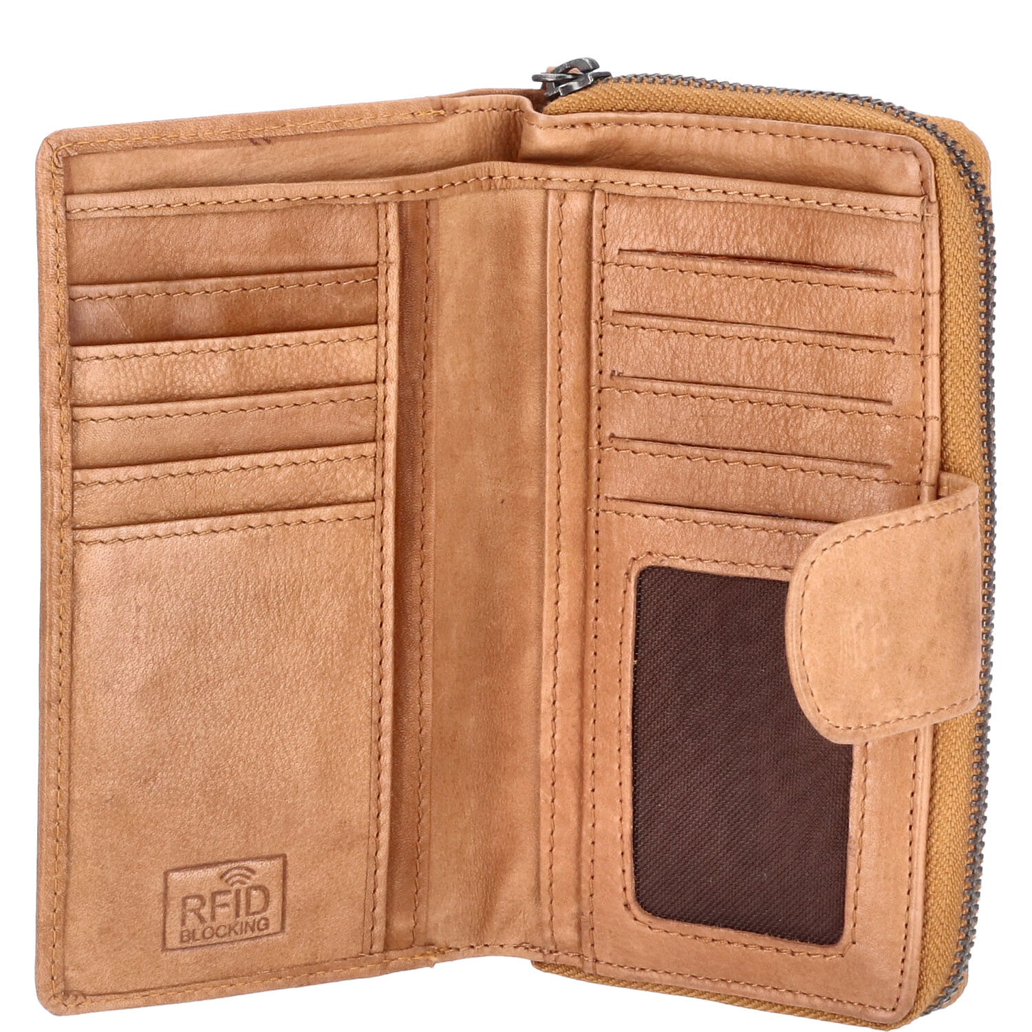 The Skandinavian Brand Damen Reißverschluss Börse Leder - Cognac Abbildung 4