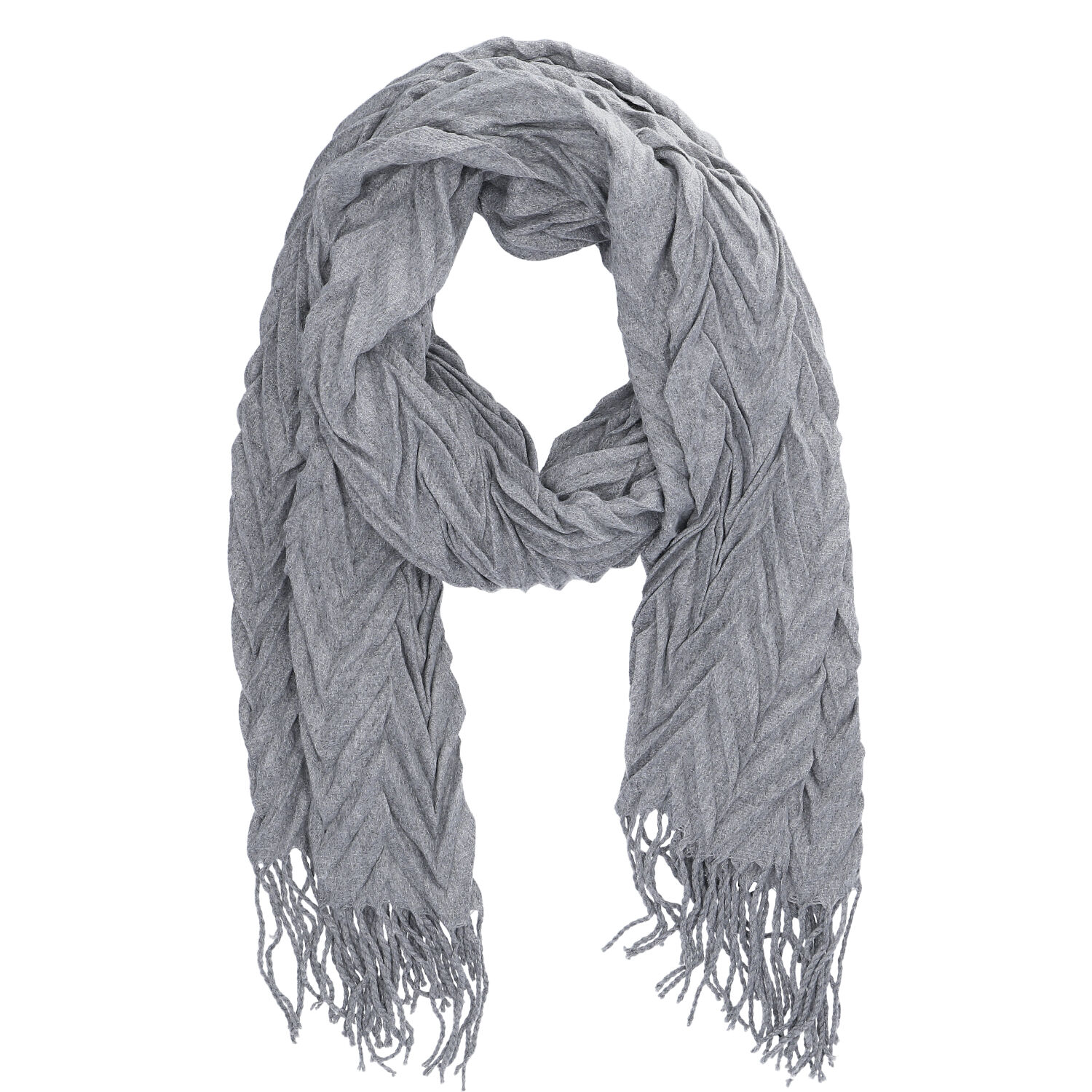 Antonio Damen Winter Schal Cashmera Plissee  grau