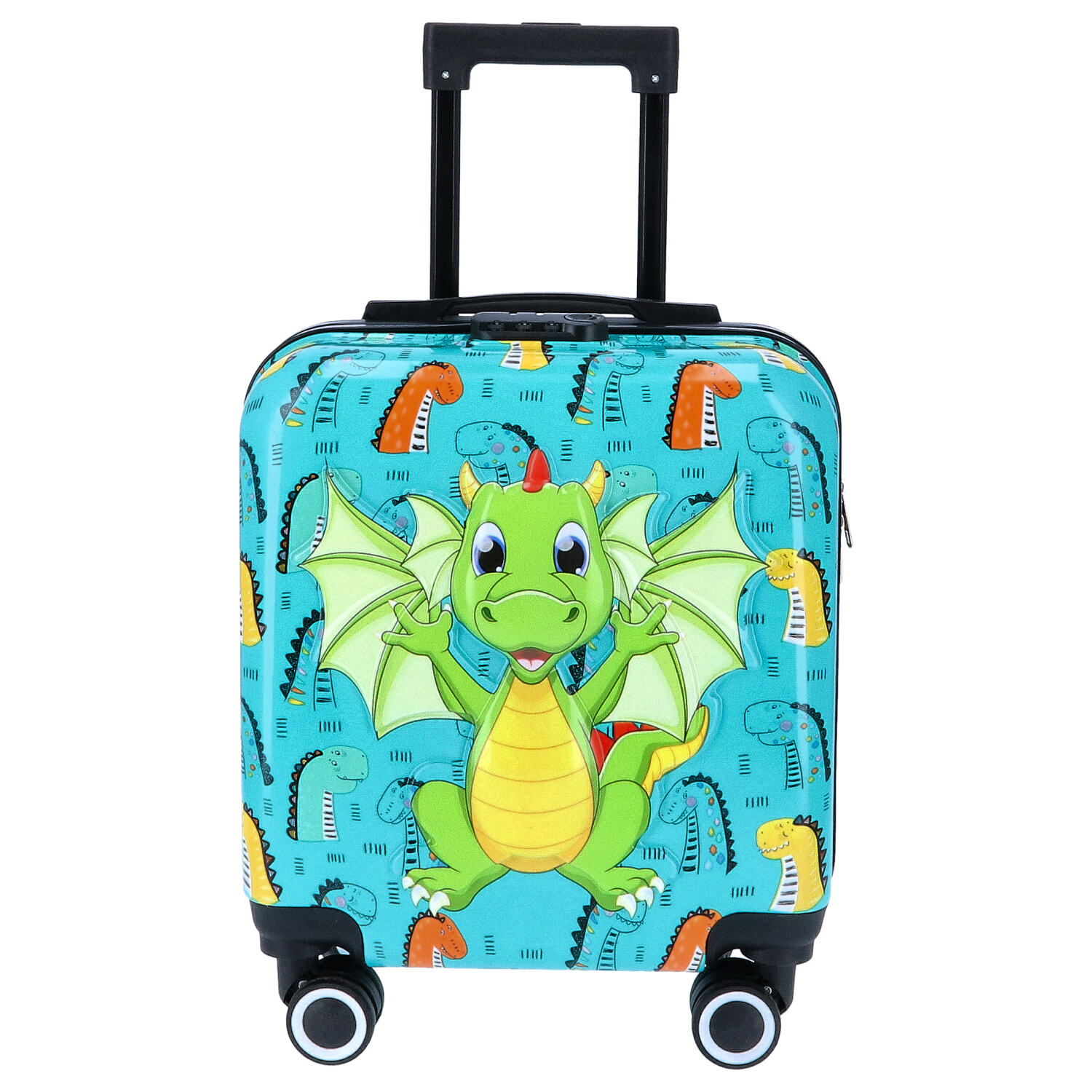 TheTrueC Kindertrolley 4 Rollen Dino  grün Abbildung 1