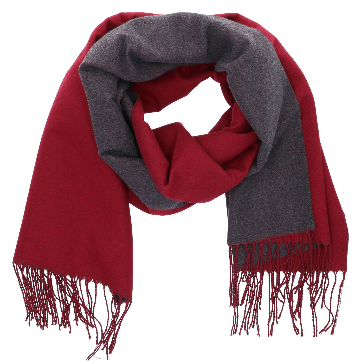 Antonio Damen Schal soft Cashmera double face  bordeaux/grau