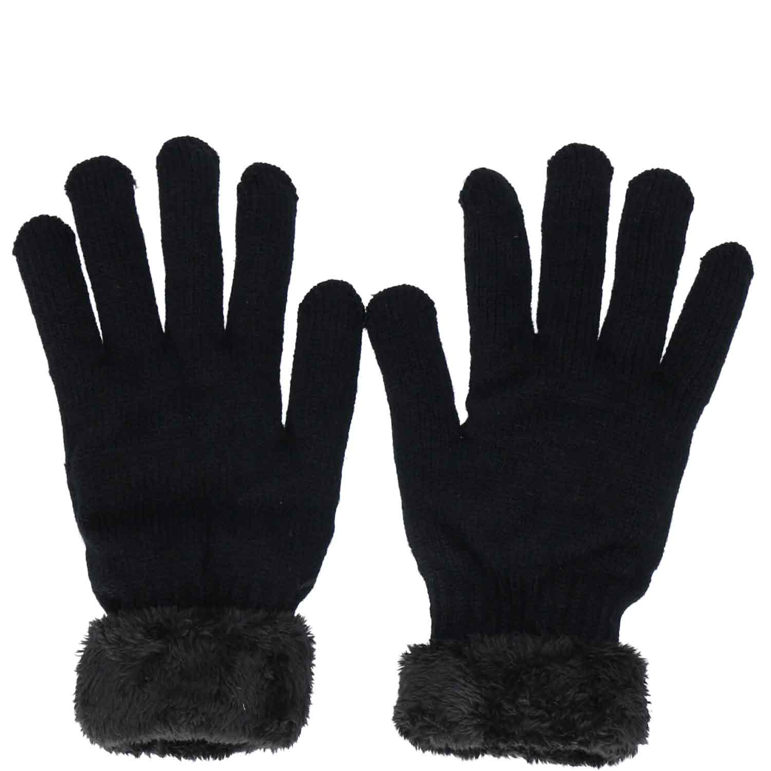 Antonio Damen Winter Fingerhandschuhe Teddy Futter  Black