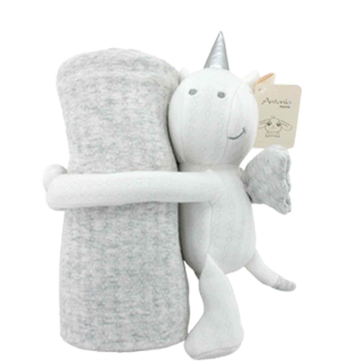 Antonio Baby-Kuscheldecke Einhorn grau Abbildung 1
