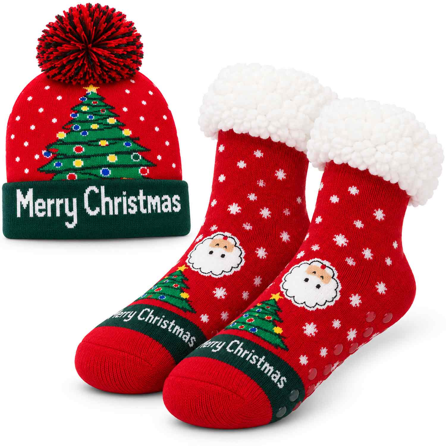 Antonio Weihnachtsset mit LED-Mütze + Hüttensocken Gr. 35-42 - rot Abbildung 1