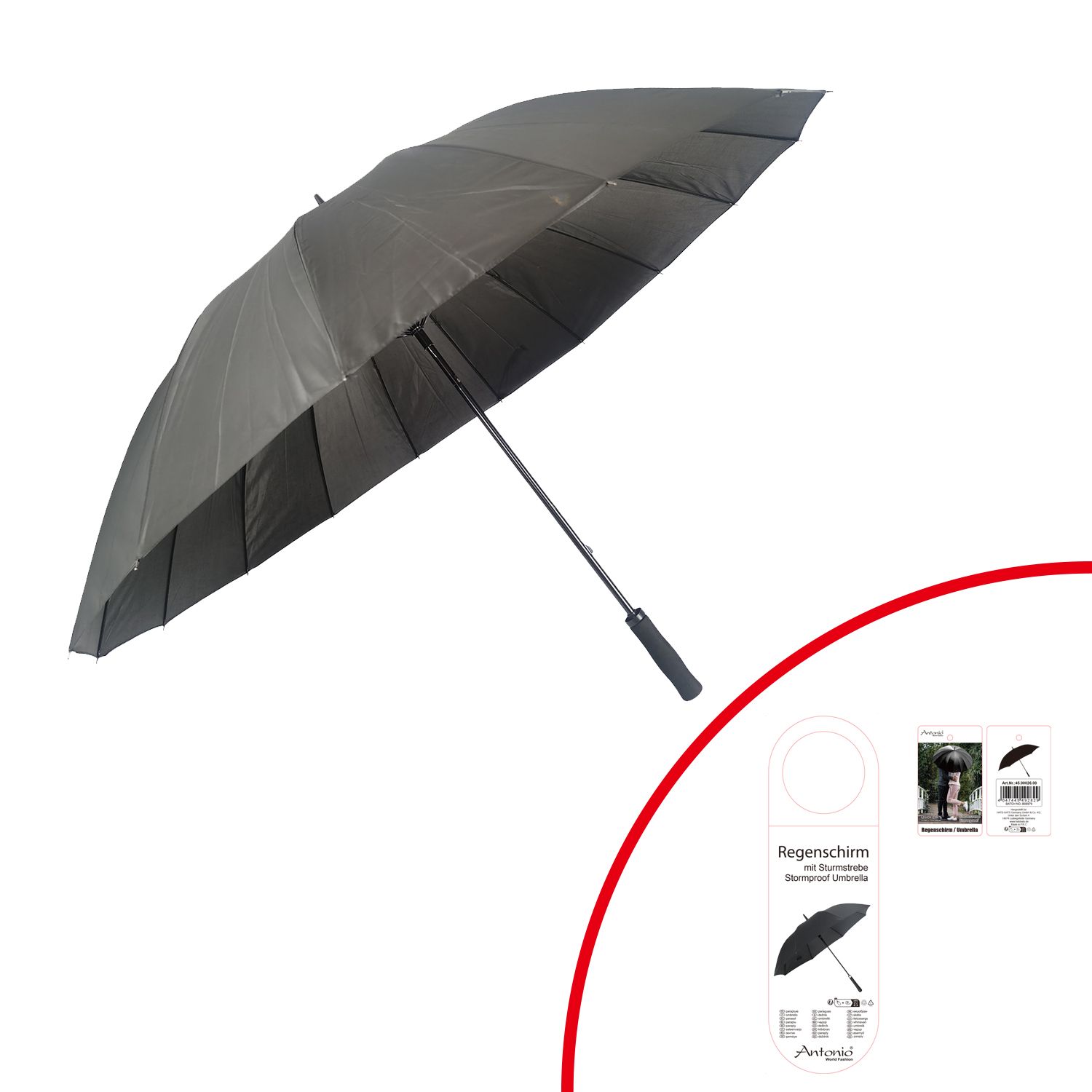 Antonio Regenschirm Mini  schwarz Abbildung 1