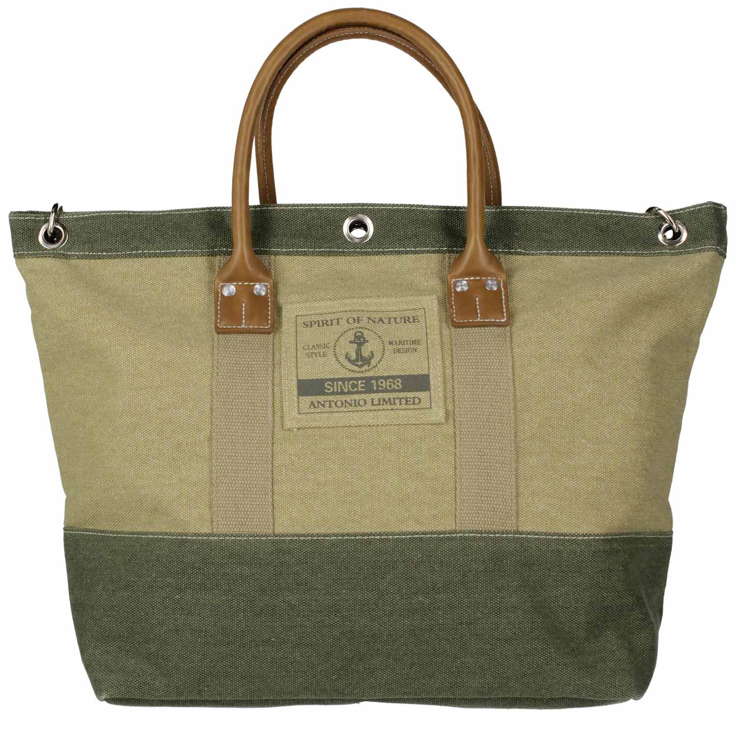 Antonio Beach Bag - Saint-Tropez Green Olive Medium Saint-Tropez beige+olive