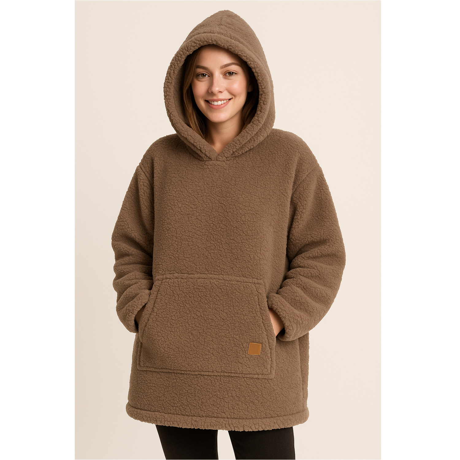 Antonio Kinder Kuschel Hoodie Teddy OneSize Taupe Abbildung 3 Antonio Kinder Kuschel Hoodie Teddy OneSize Taupe Abbildung 3