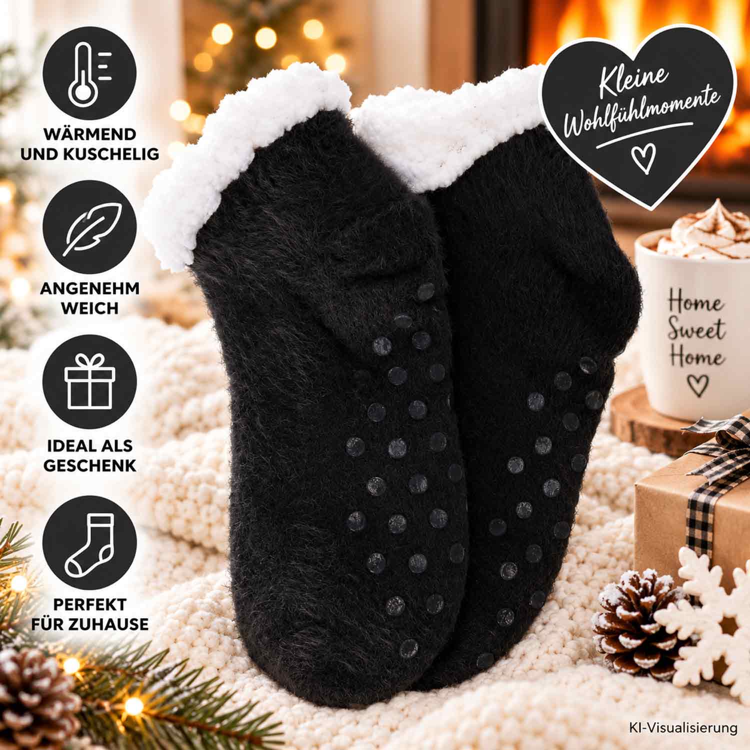 Antonio Kuschelige Hüttensocken im Norweger Design Gr. 35-42 - dark grey Abbildung 3