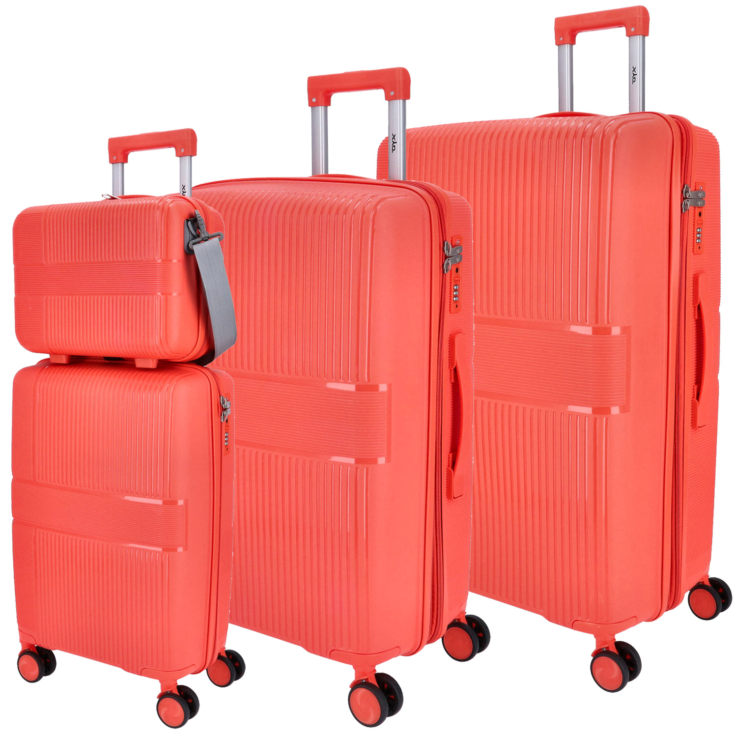 DYX 4 Rollen Trolley 4er Set  S/M/L/Beauty Case Rom orange Abbildung 1