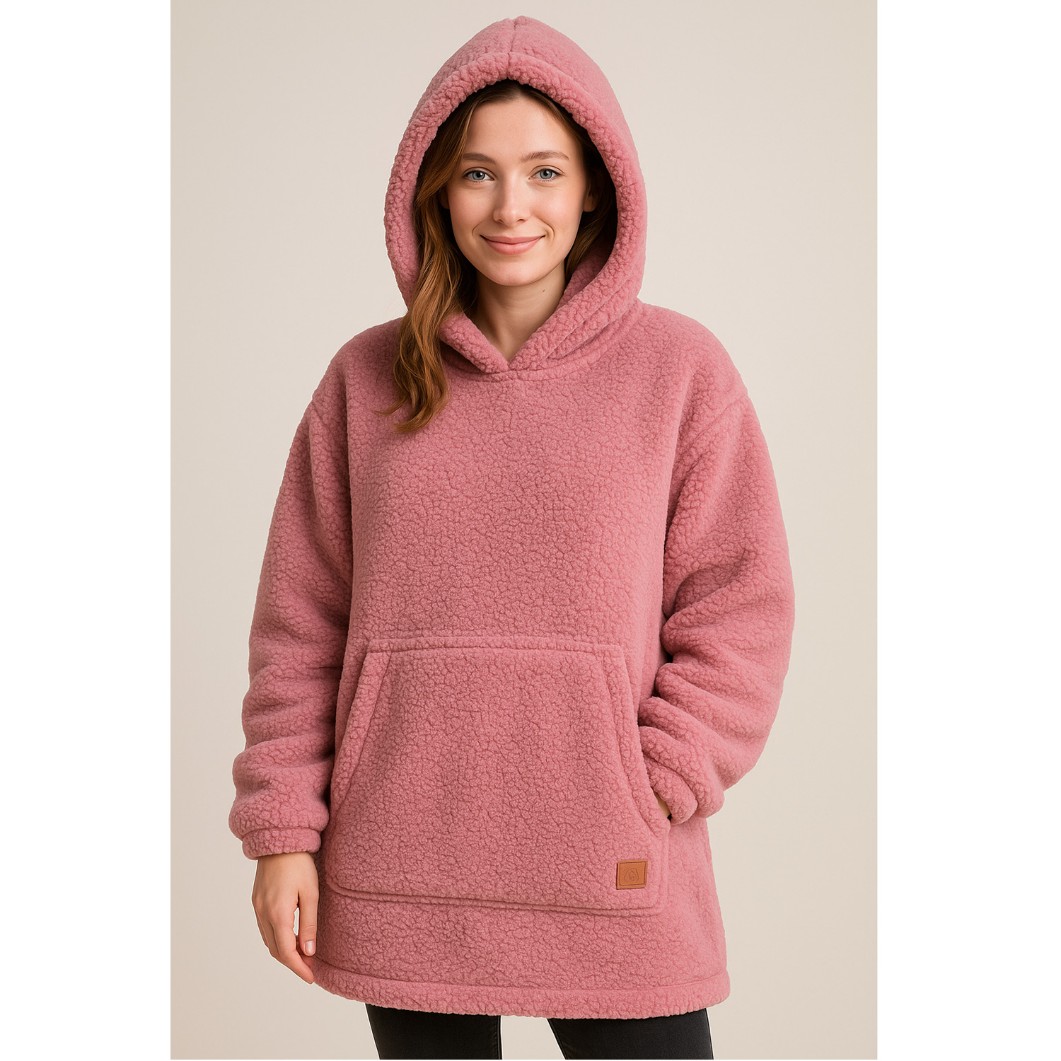 Antonio Kinder Kuschel Hoodie Teddy OneSize rose Abbildung 3