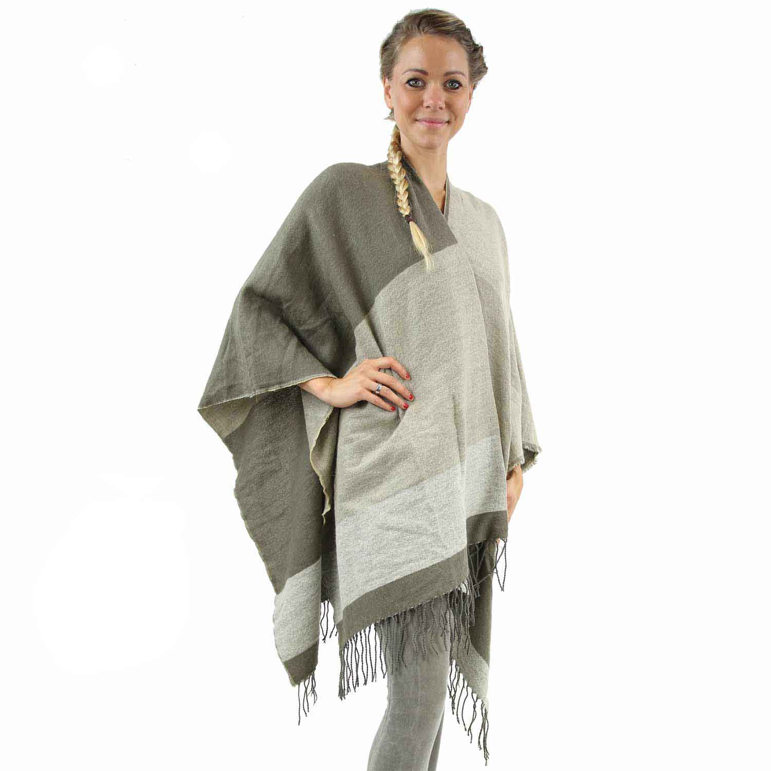 Antonio Cape , Poncho kariert  beige