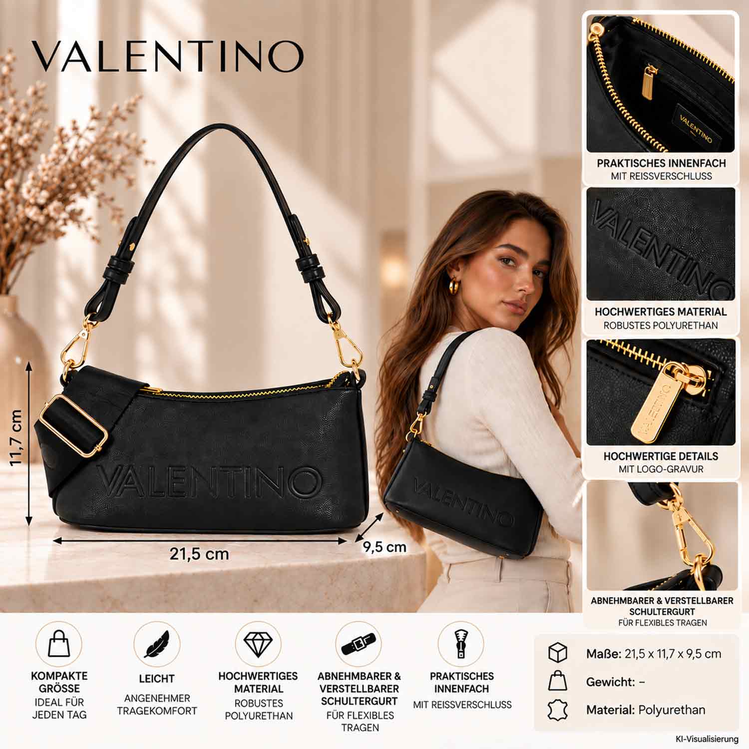 Valentino Bags Damen Schultertasche Bianka Re nero Abbildung 2