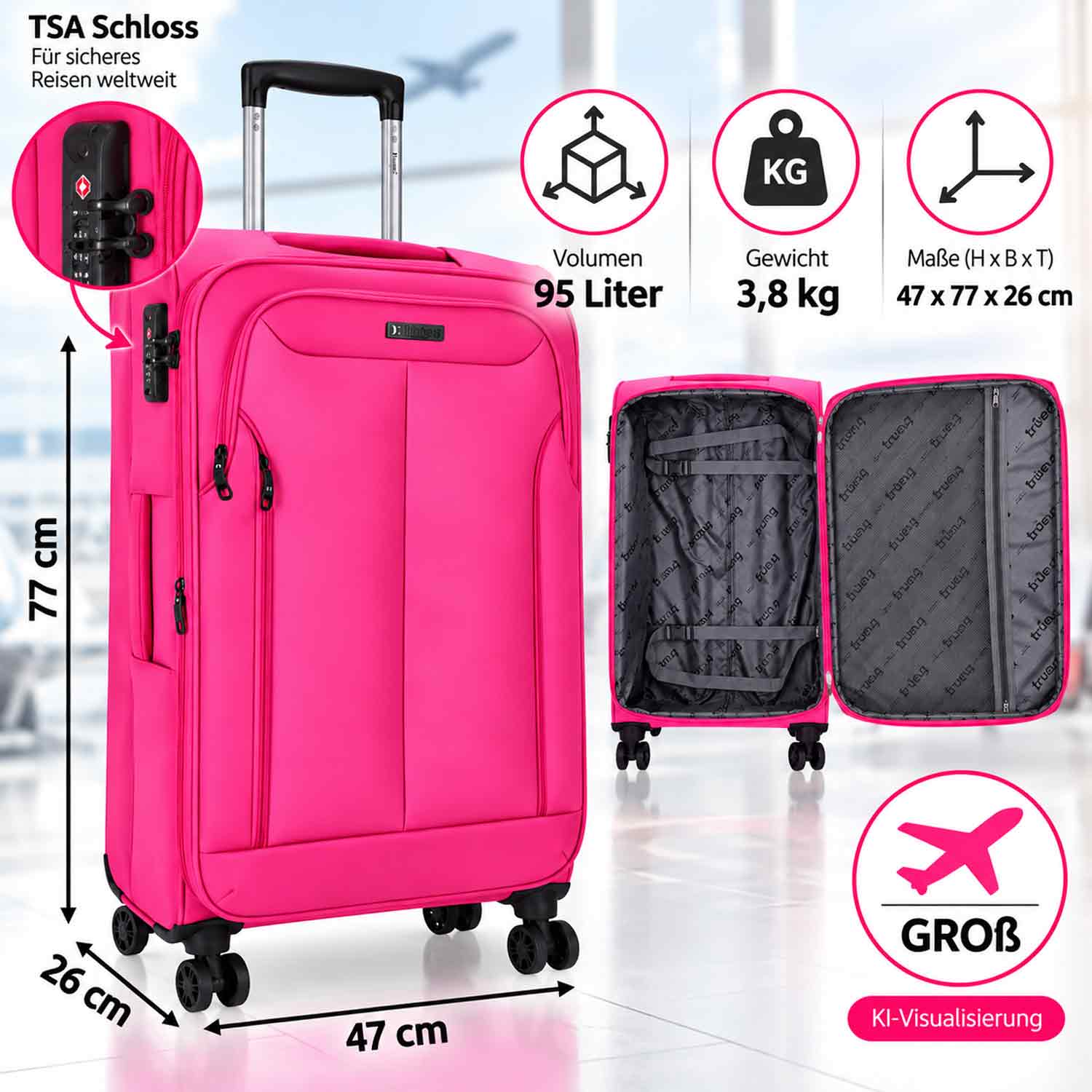 TheTrueC 4-Rollen Trolley/Koffer L 77 cm Kopenhagen pink Abbildung 3