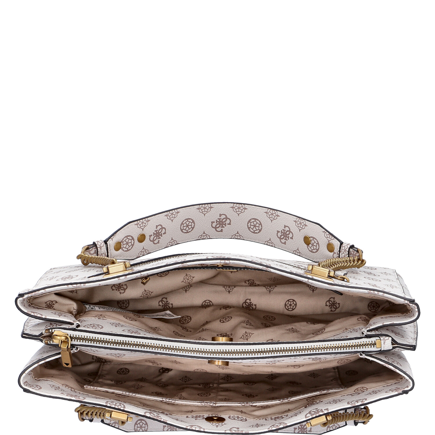 GUESS Damen Handtasche Fynna Cream Logo