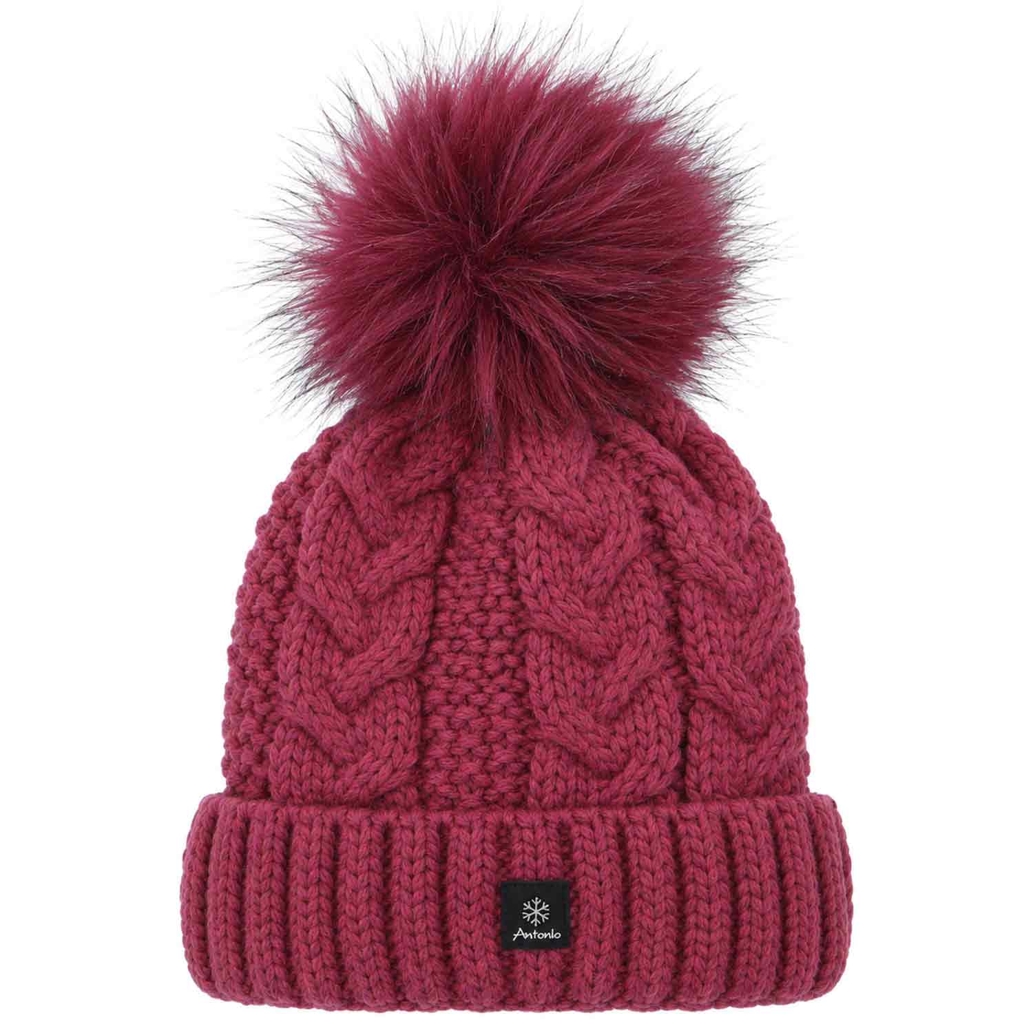 Antonio Damen Strick Mütze Beanie - berry Abbildung 1