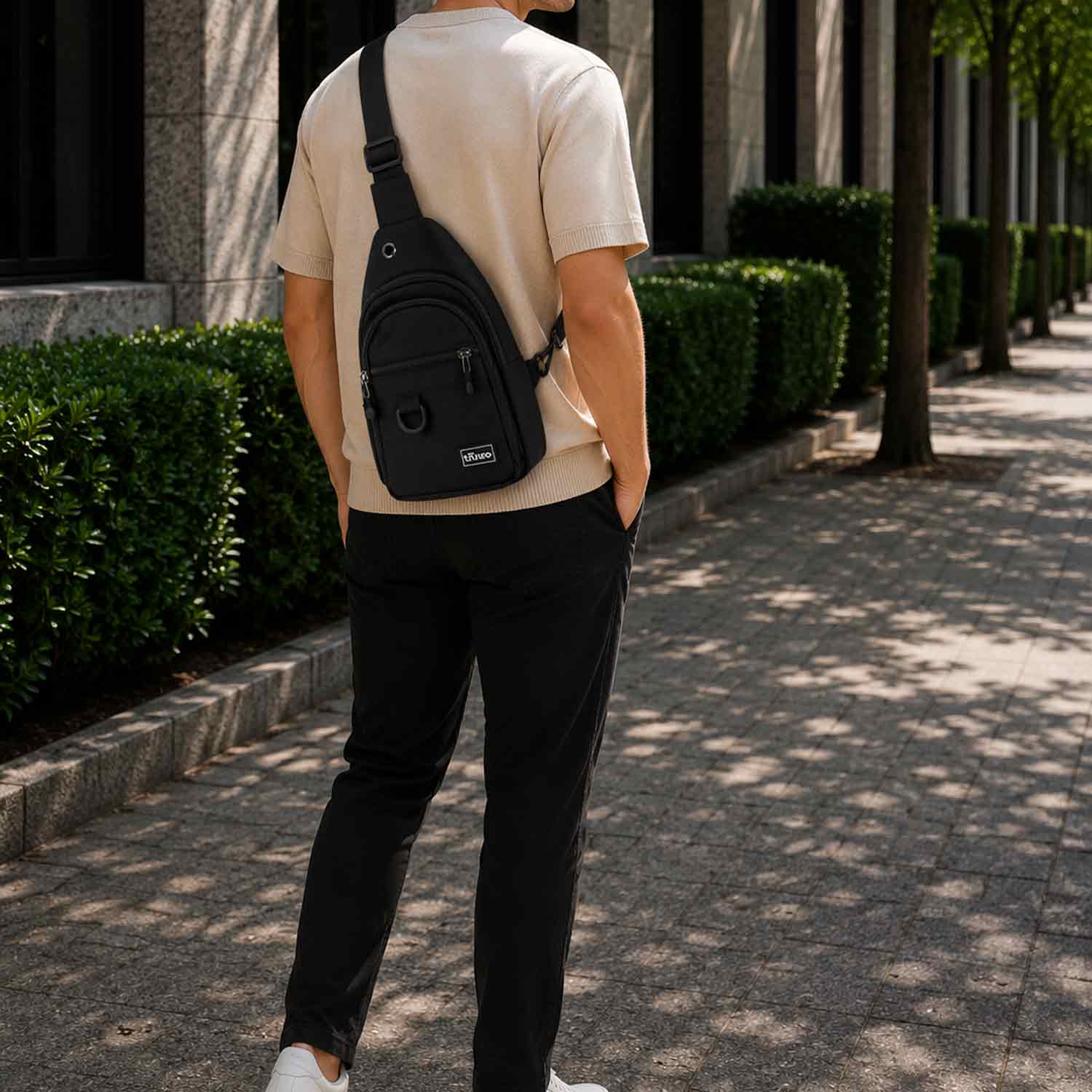 TheTrueC Unisex Slingbag Umhängetasche - Black Abbildung 2