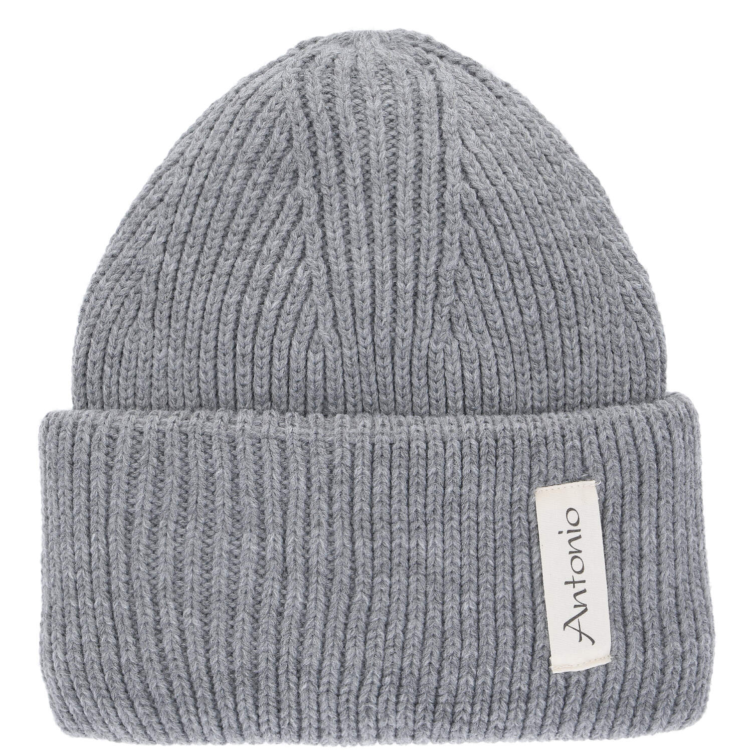 Antonio Winter Strickmütze Beanie mit Umschlag  Light grey