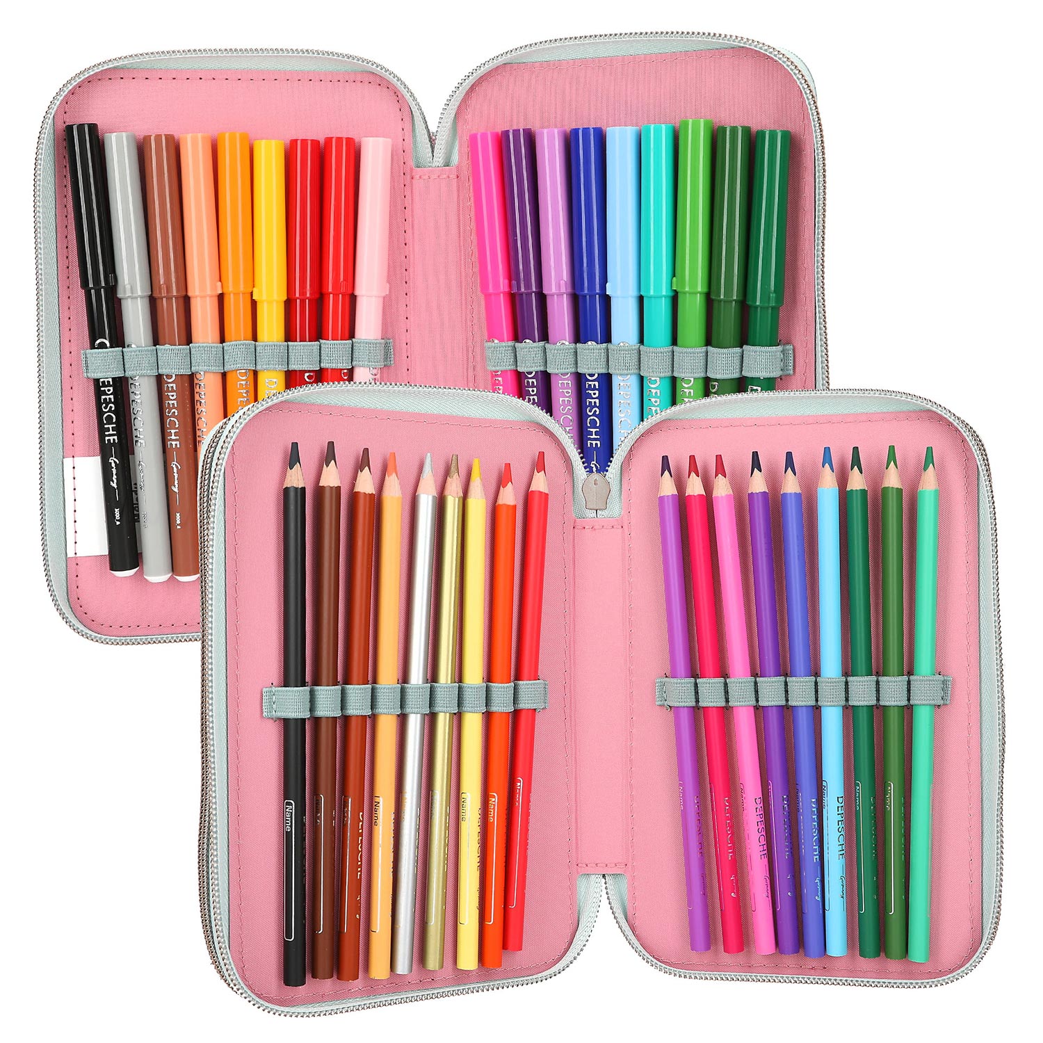 Depesche 3-Fach Federtasche Miss Melody Pferdekopf Applikation Salbei-Grün Abbildung 7