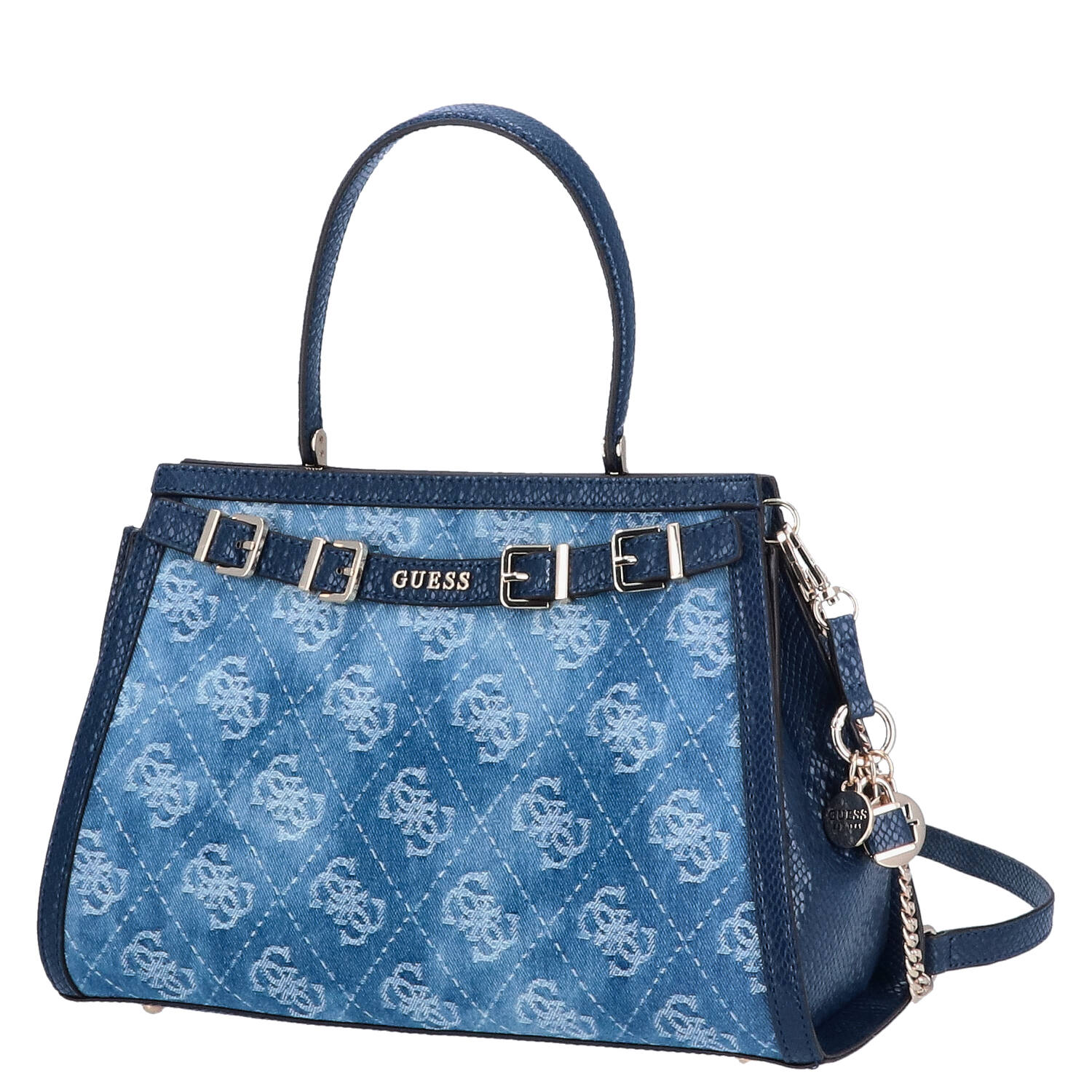 GUESS Handtasche DOVIE Satchel Denim Logo Abbildung 1