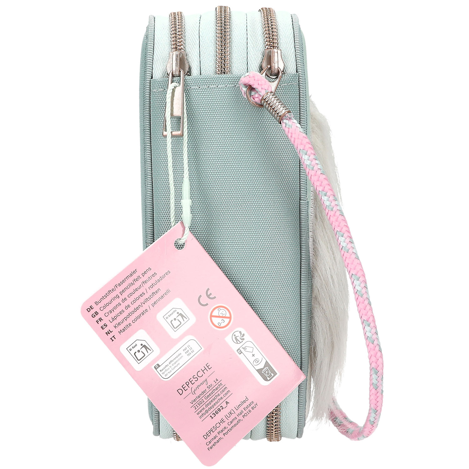 Depesche 3-Fach Federtasche Miss Melody Pferdekopf Applikation Salbei-Grün Abbildung 4