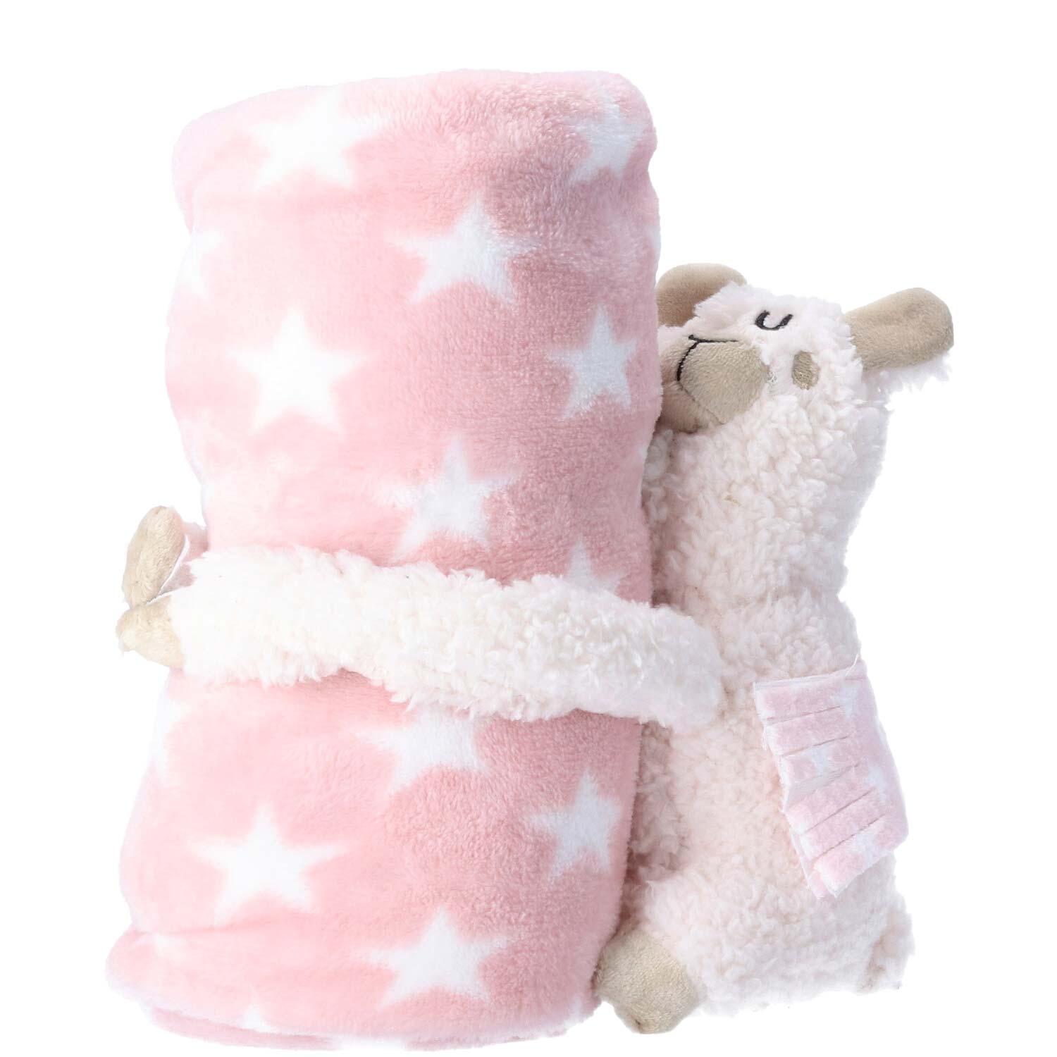 Antonio Baby Plüsch Decke mit Lama Stofftier  pink Abbildung 1