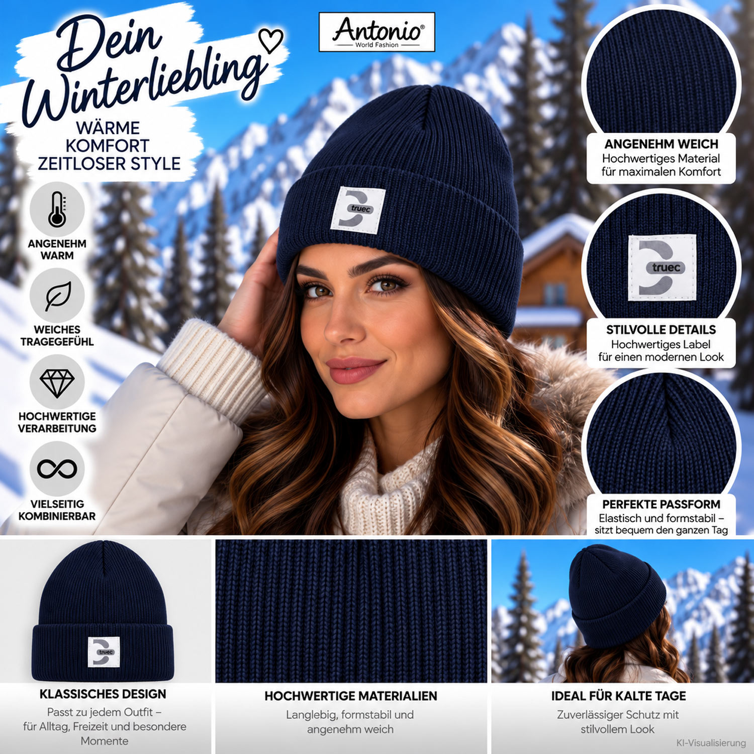 Antonio Strick Mütze Beanie - navy Abbildung 3