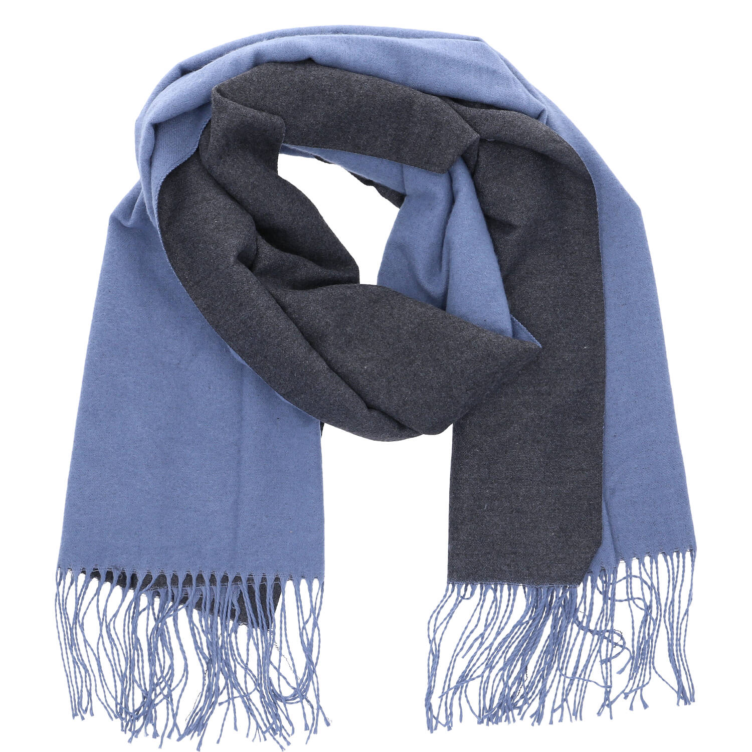 Antonio Damen Schal soft Cashmera double face  blau/grau