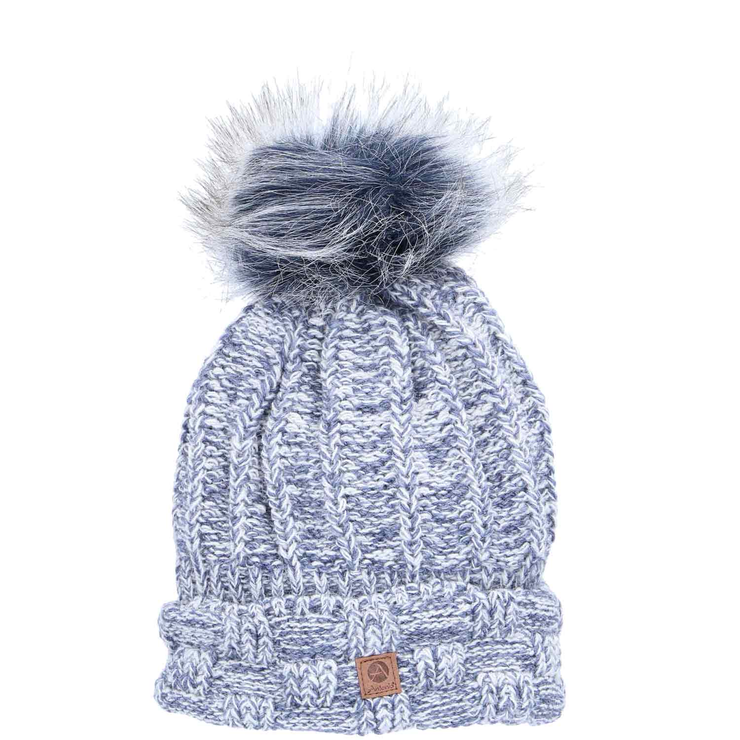 Antonio Damen Strick Mütze Beanie  white/ navy Abbildung 1