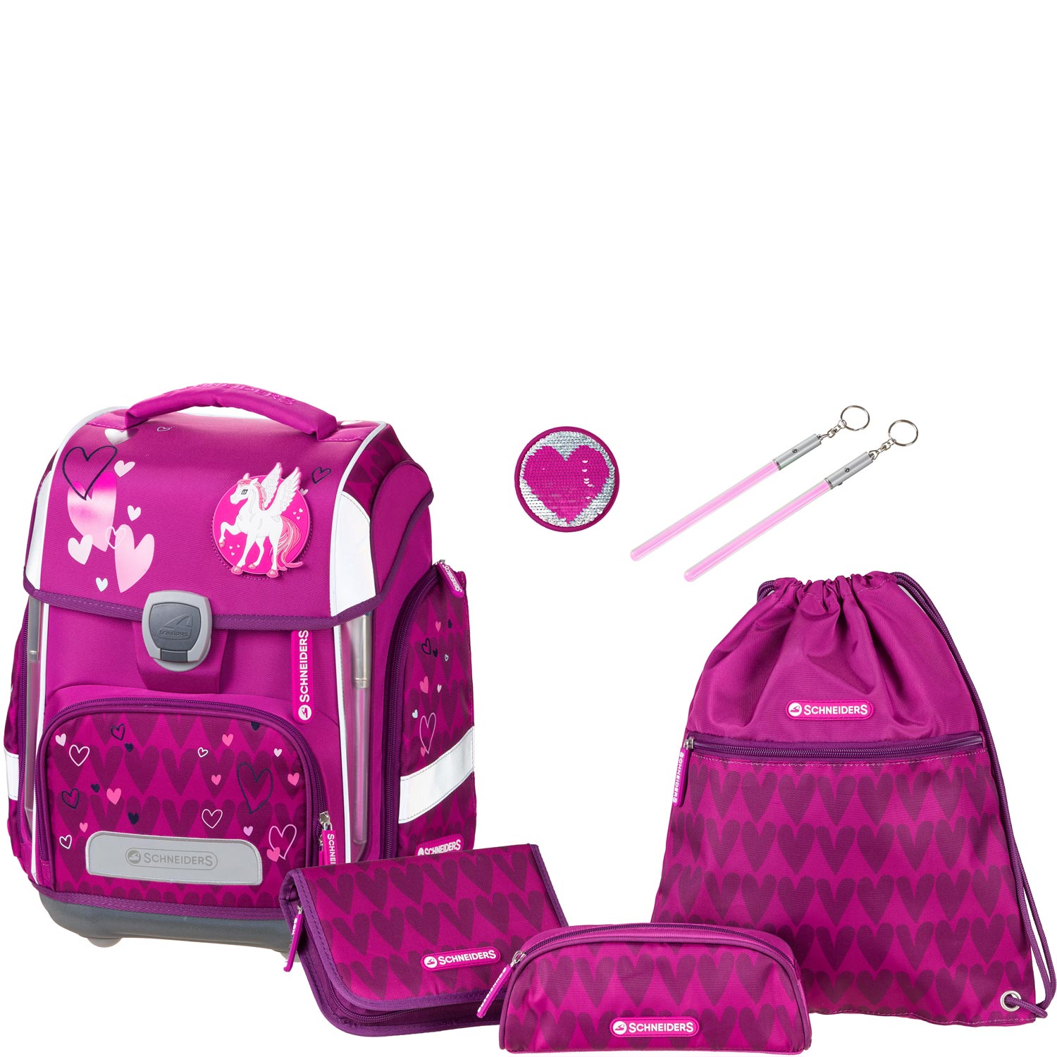 Schneiders-Bags Schulranzen-Set 6-teilig Ergolite Hearts