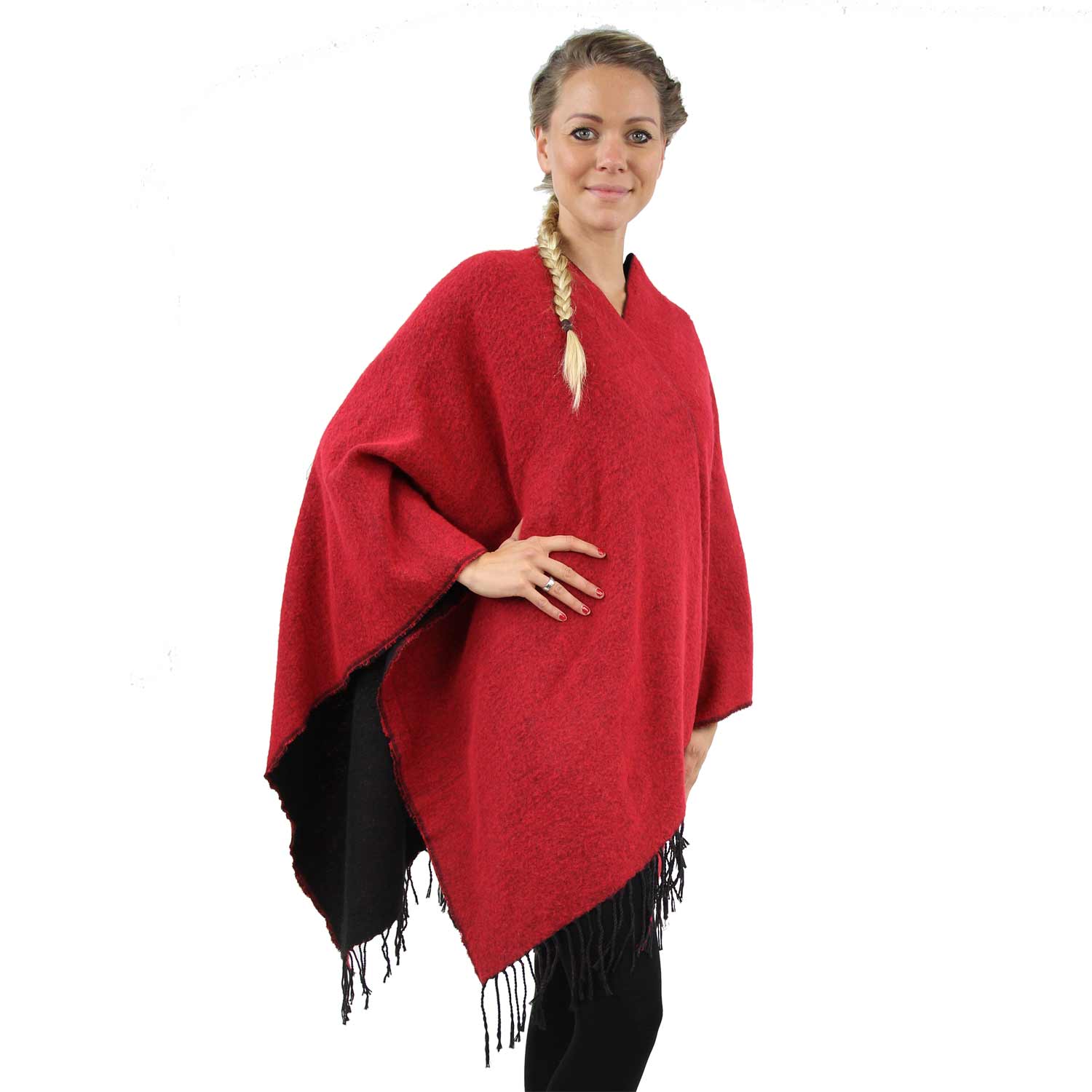 Antonio Cape,Poncho, uni color  rot