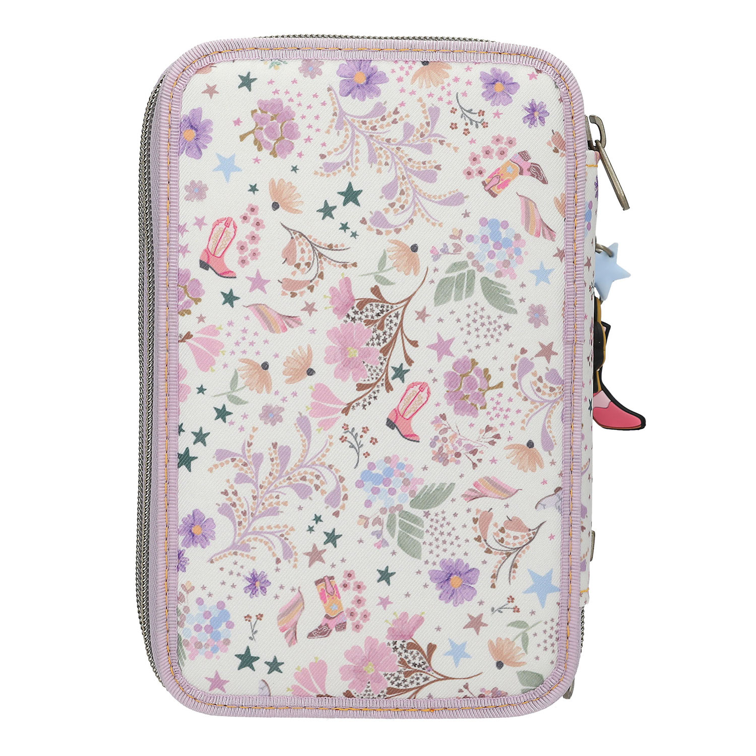 Depesche 3-Fach Federtasche COWGIRL Creme und Lila Abbildung 2